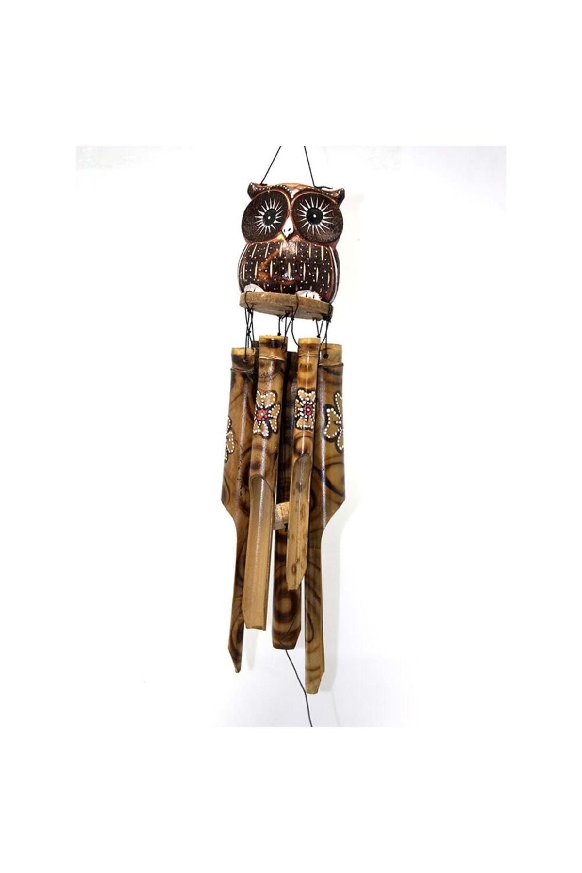 Serero Bambu Baykuşlu Çan 60 Cm