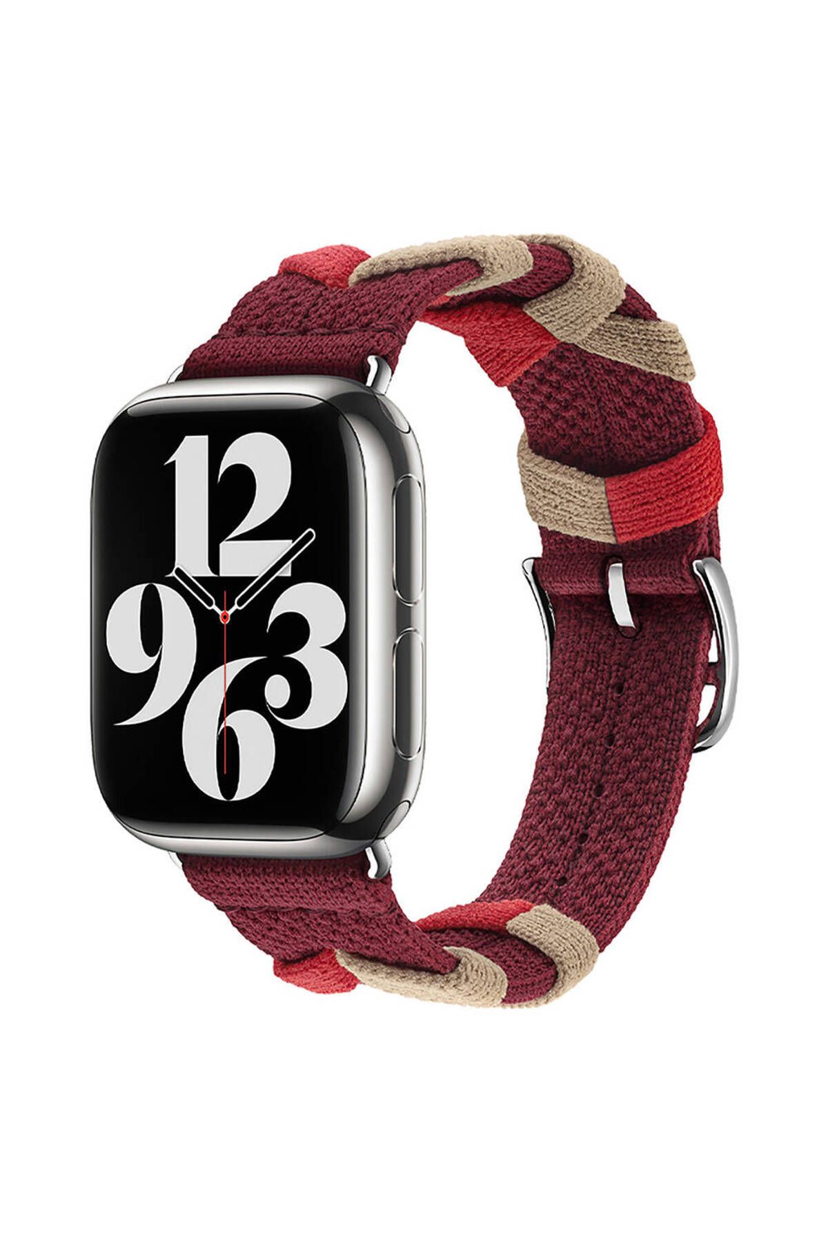 YTSGLOBAL Watch 40mm Uyumlu YTSG- KRD-97 Sarmal Örgü Tasarımlı Kordon-Kırmızı