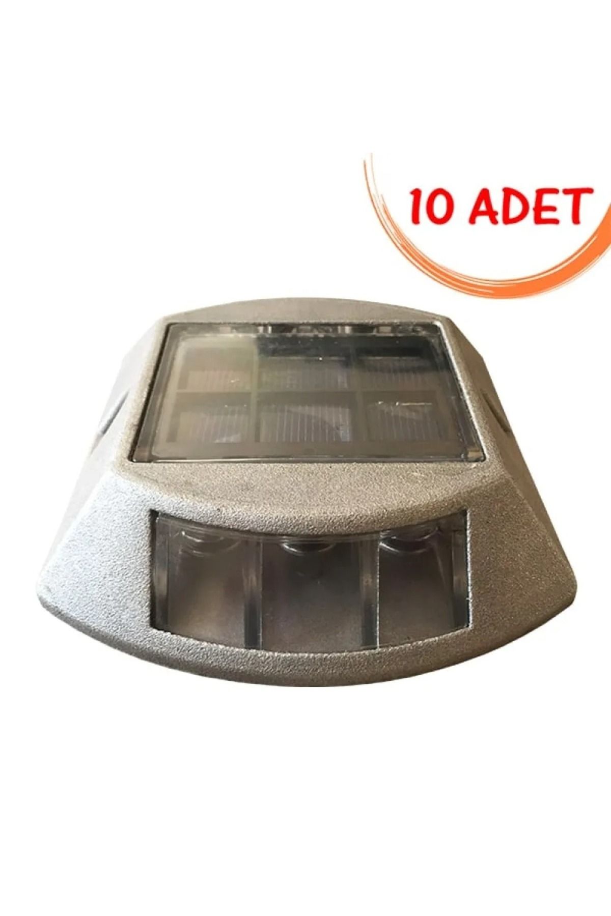 İlgi Trafik Işıklı Metal Buton Güneş Enerjili Yol Butonu Solar Ledli Trafik Yol Butonu Sarı (10 ADET)