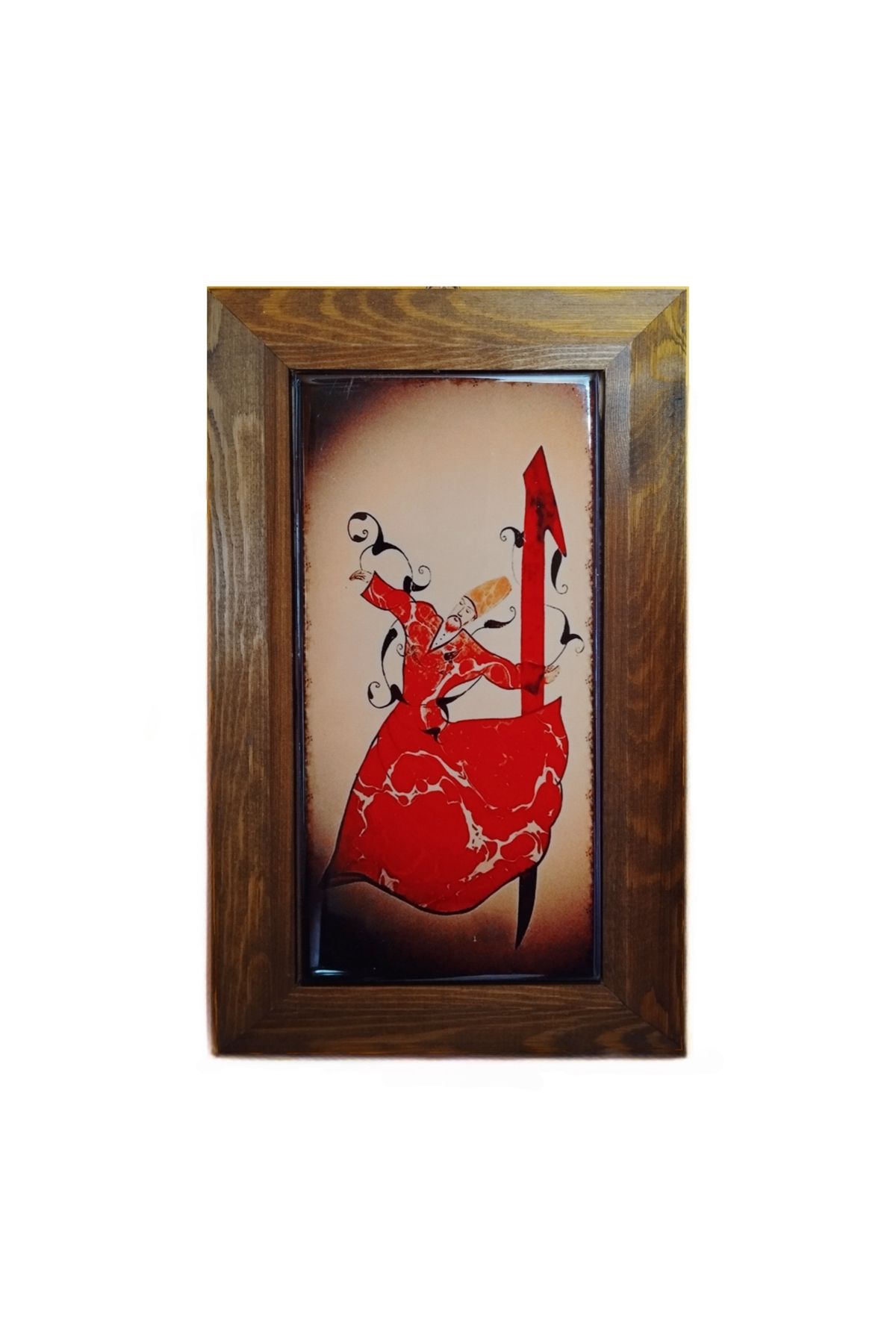 Ats Art Ahşap Çerçeveli Duvar Dekoru 25×16 cm Semazen Elif Figür
