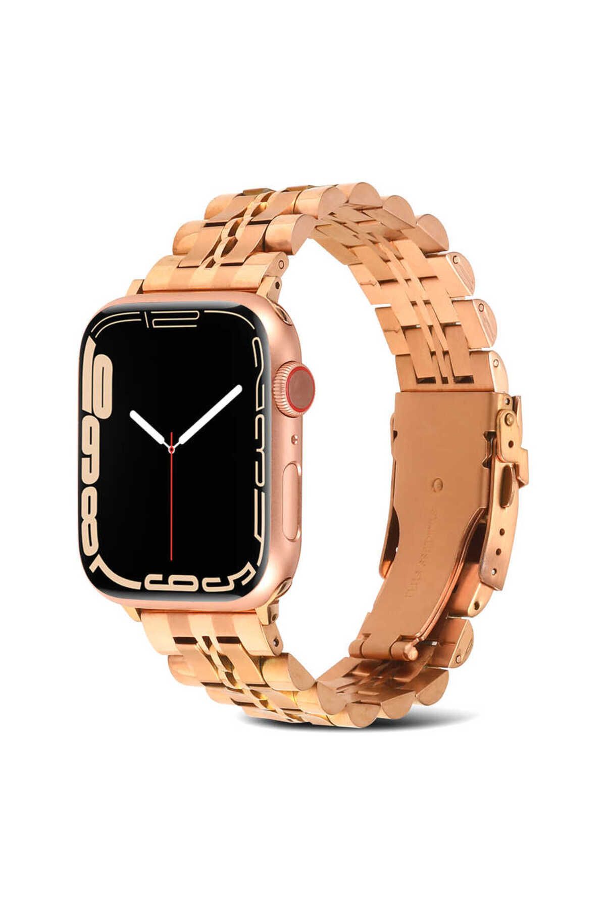 YTSGLOBAL Watch 44mm Uyumlu KRD-54 Metal YTSG Kordon-Rose Gold