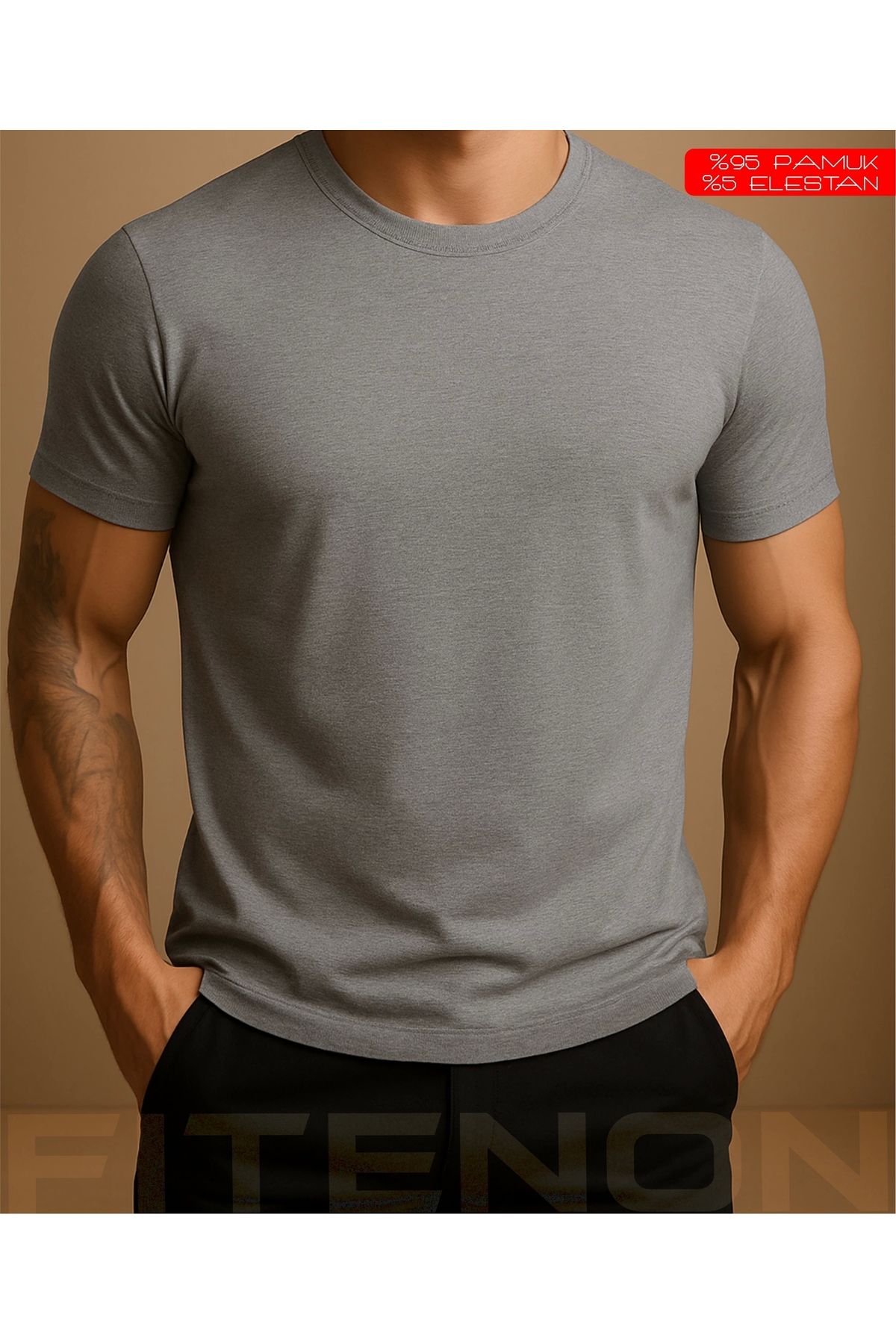 Fitenon Erkek 2’li T-Shirt Seti – (Gri)