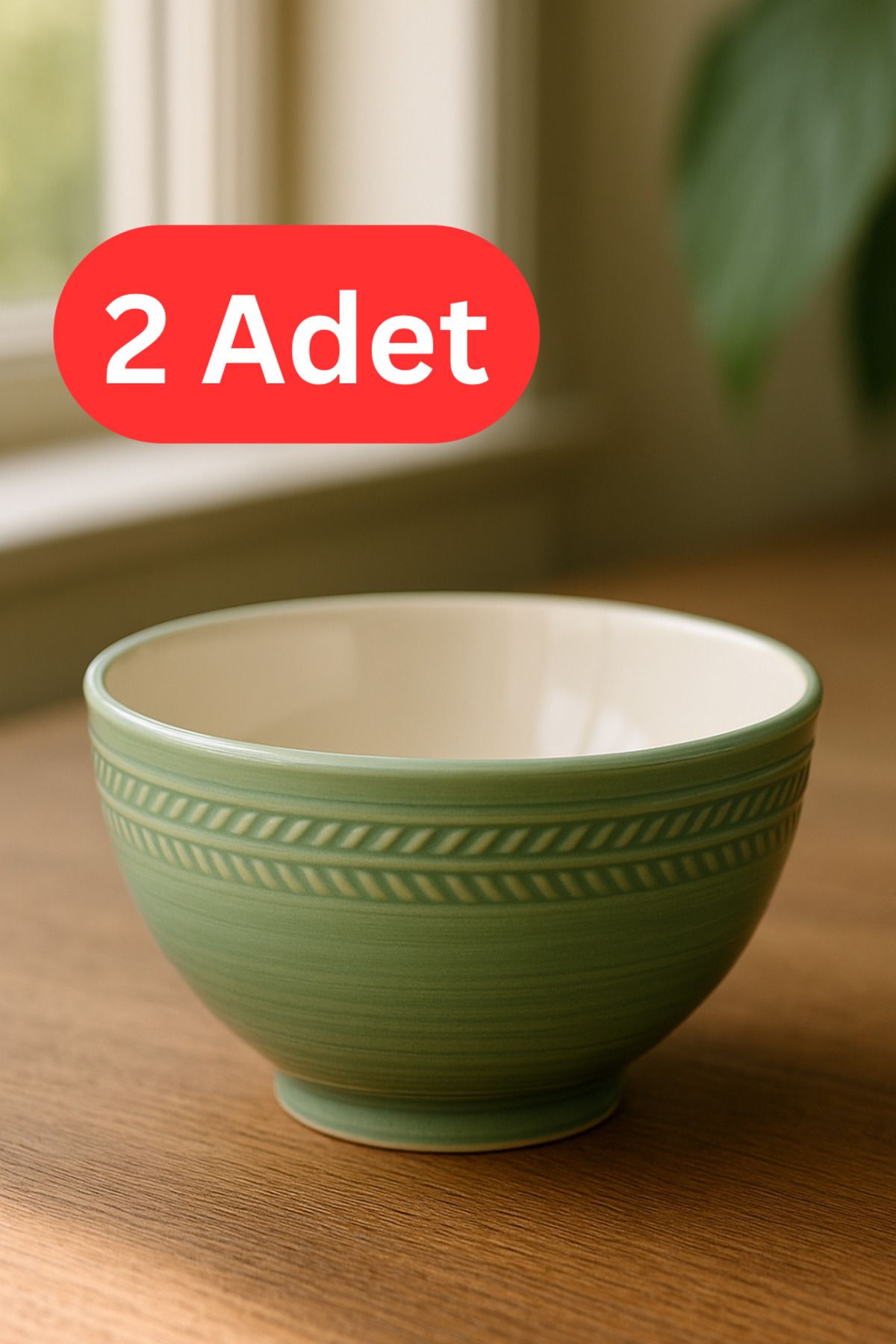 Percini Yeşil Porselen Noodle Ramen Dondurma Çorba Meyve Tatlı Şekerlik Çerezlik Kase 13 Cm