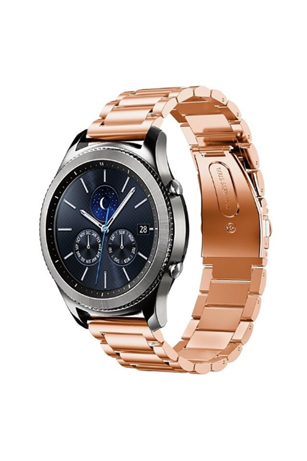 YTSGLOBAL Gear S2 (20mm) Uyumlu KRD-04 Metal YTSG Kordon-Rose Gold
