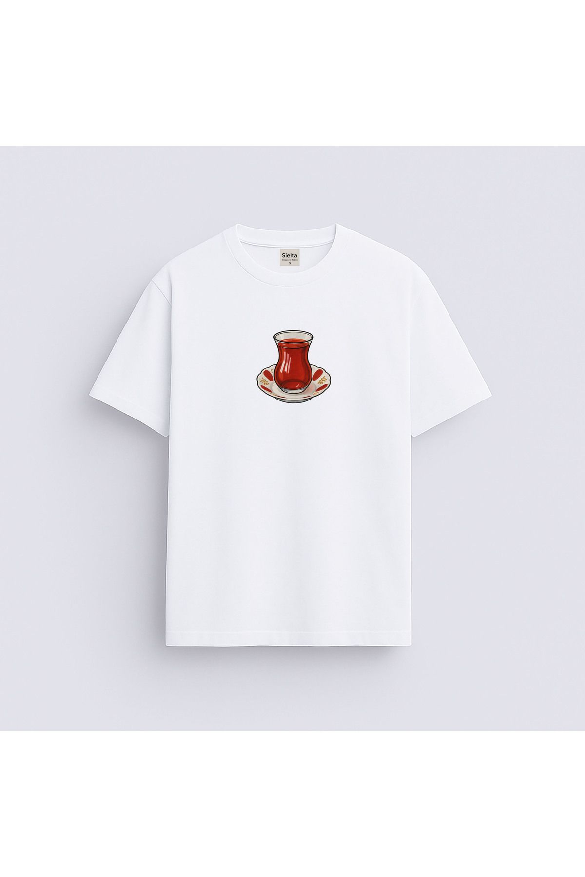 sielta Çay Tea Baskılı Unisex Kadın Erkek Bisiklet Yaka T-shirt Tişört