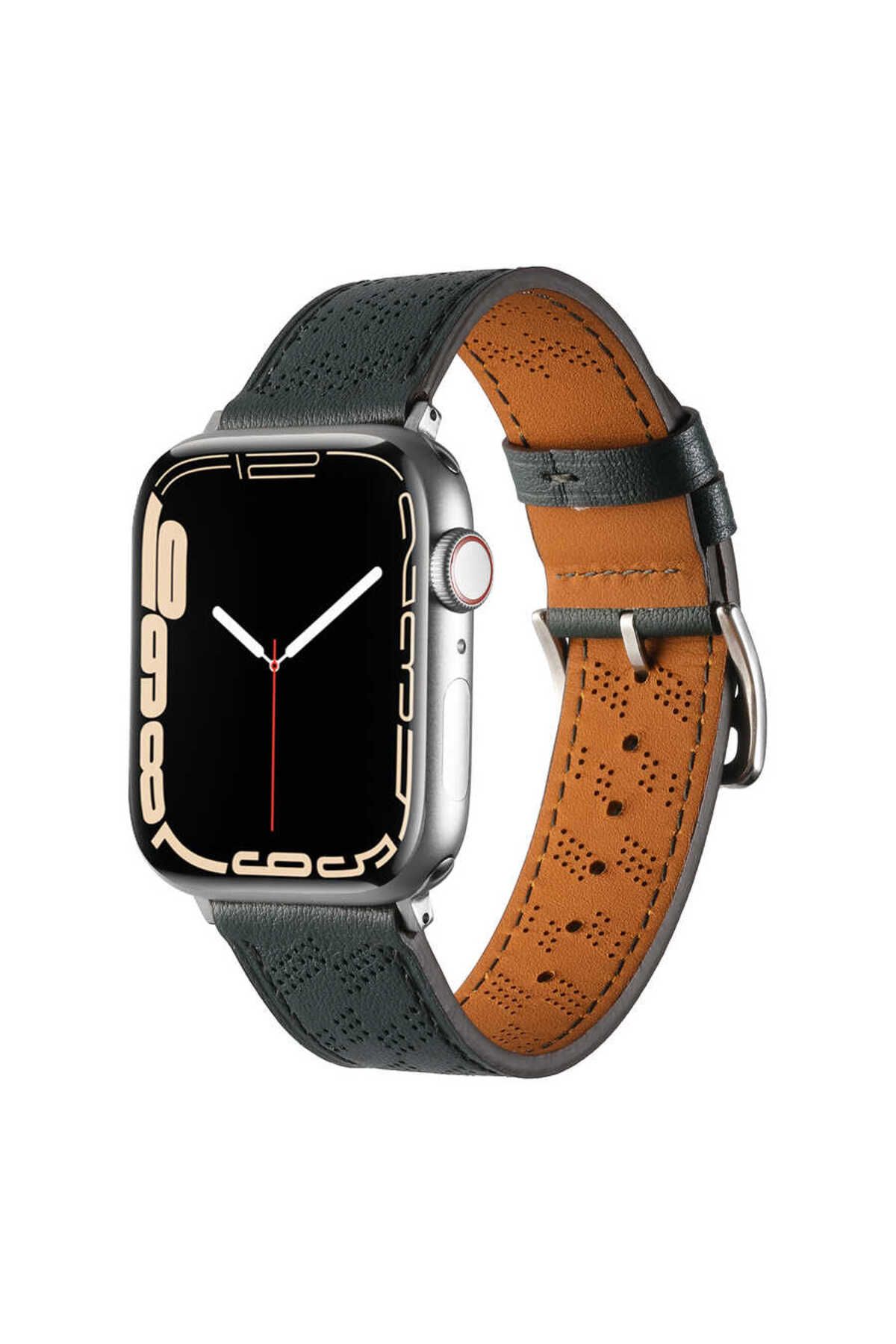 YTSGLOBAL Watch 38mm Uyumlu KRD-76 PU Deri Kordon Strap Kayış YTSG- Koyu Yeşil