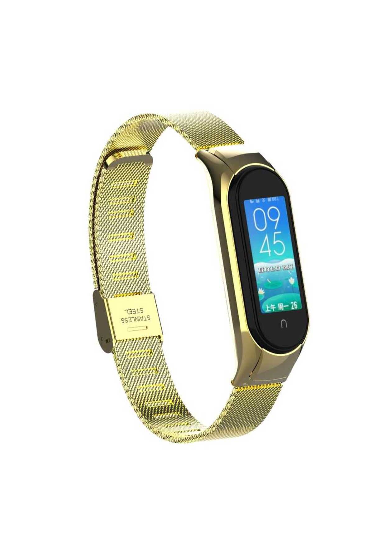 YTSGLOBAL Xiaomi Mi Band 5 Uyumlu KRD-06 Metal YTSG Kordon-Gold