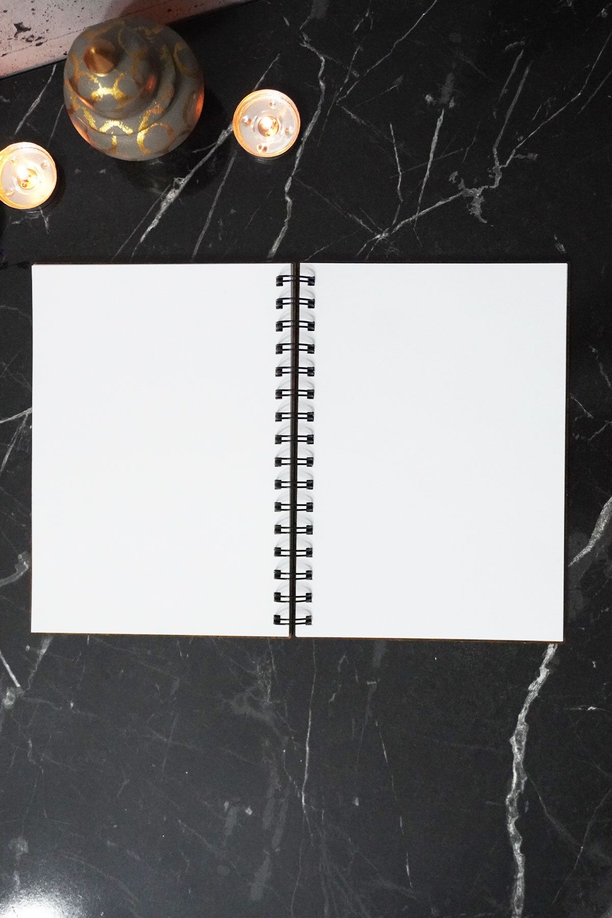 markcat-Cat on the Window Spiral Notebook with Wooden Cover - Unlined Notebook - 60 Sheets (120 Pages) - A5 15X21 cm 6