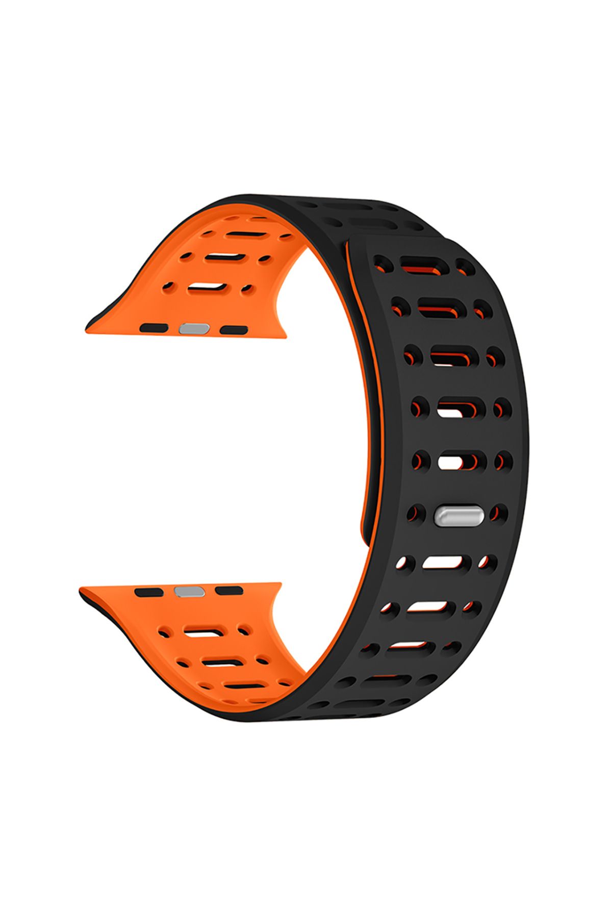 YTSGLOBAL Watch 10 46mm Uyumlu YTSG KRD-124 Silikon Kordon Strap Kayış-Siyah-Turuncu