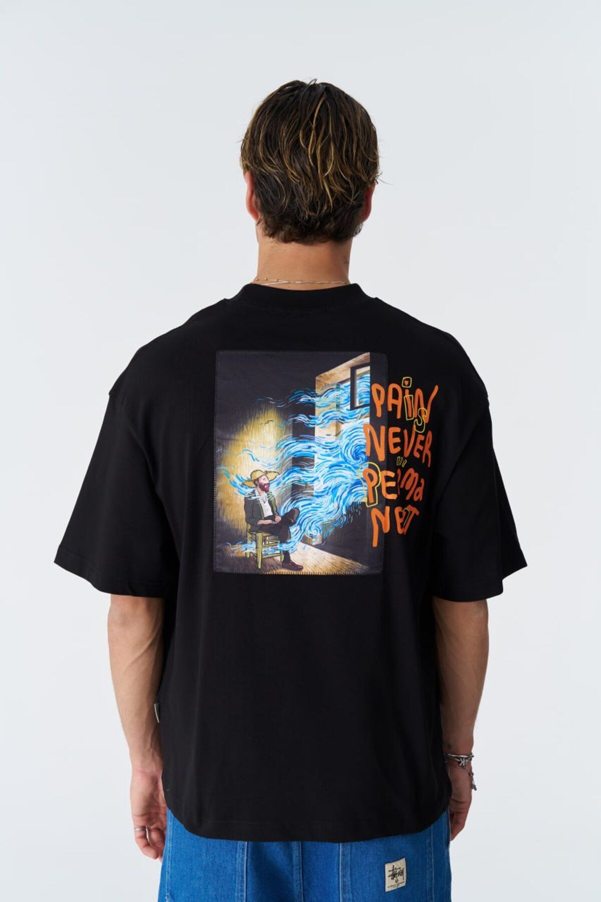 fame-stoned Pain Never Permanent Yazılı, Baskılı, Nakışlı %100 Pamuk Oversize T-shirt