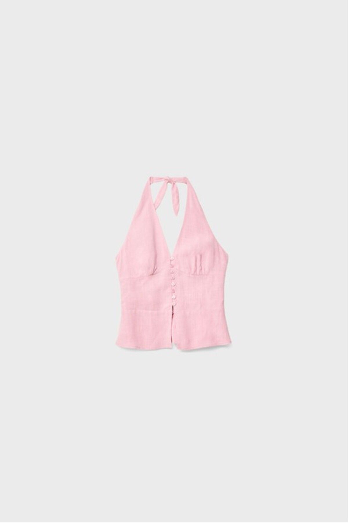 Stradivarius-Linen blend halter top with buttons 5