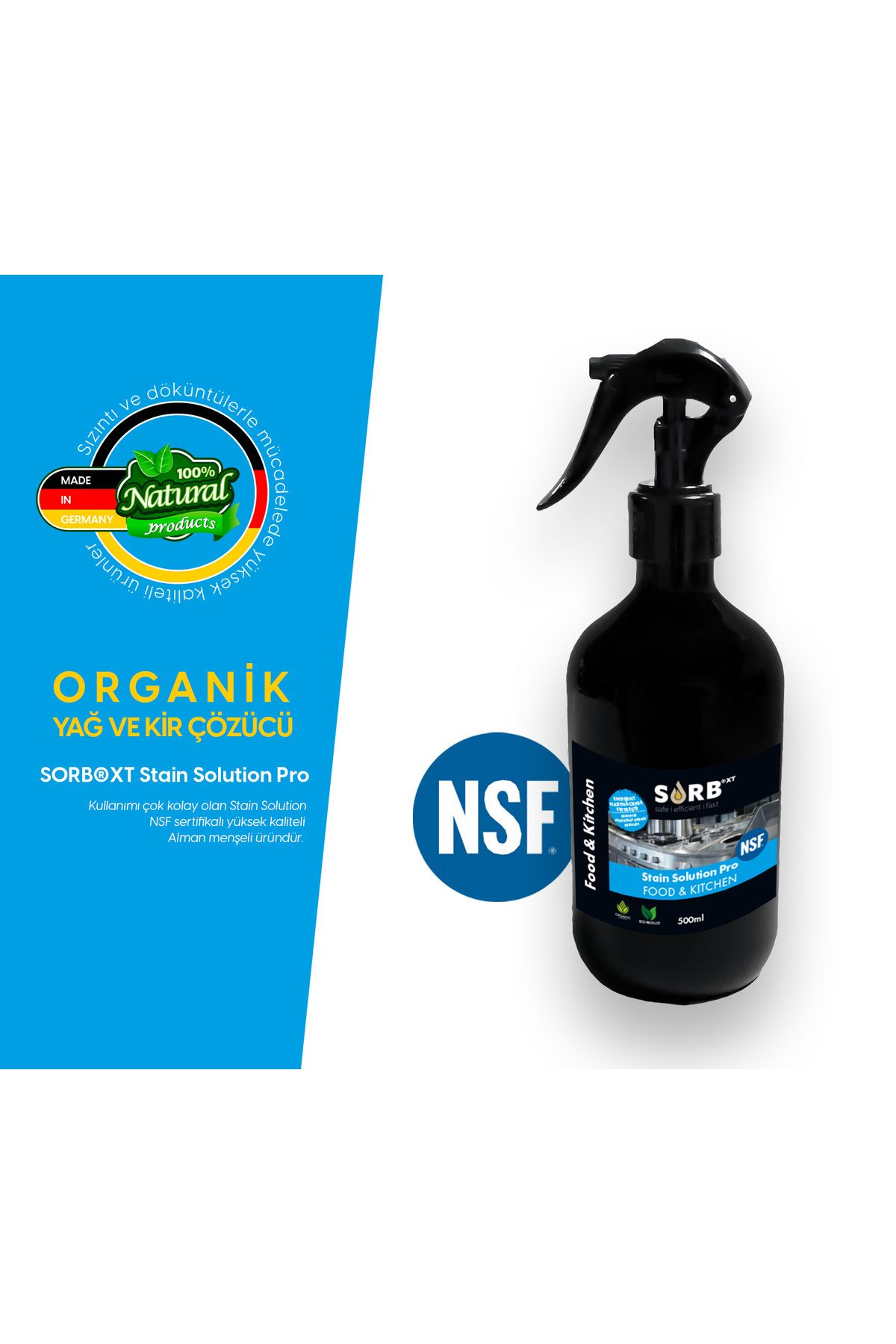 SORB ®XT Stain Solution Pro Food & Kitchen Sprey - NSF onaylı organik yağ ve kir temizleme spreyi