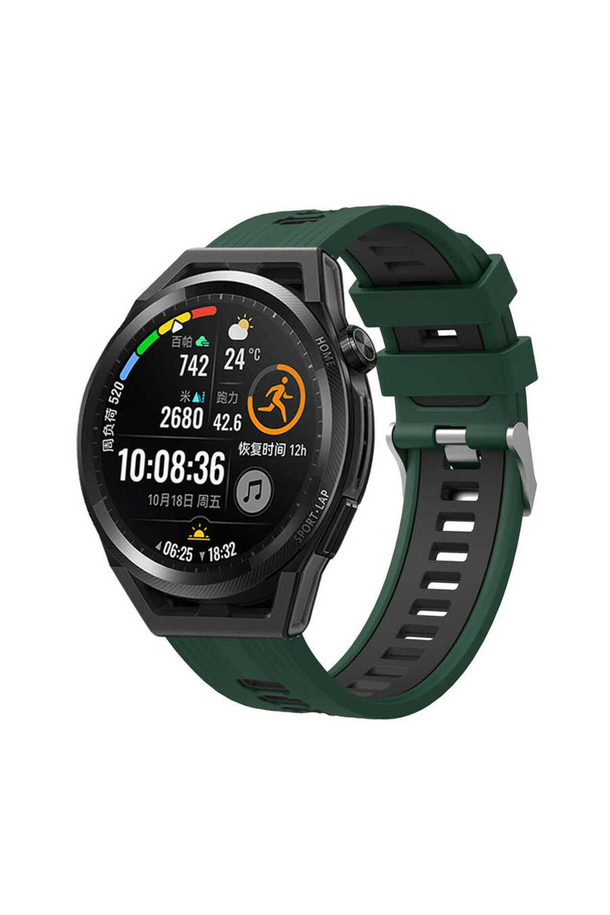 YTSGLOBAL Huawei Watch GT 3 46mm KRD-55 Uyumlu YTSG Kordon-Yeşil-Siyah