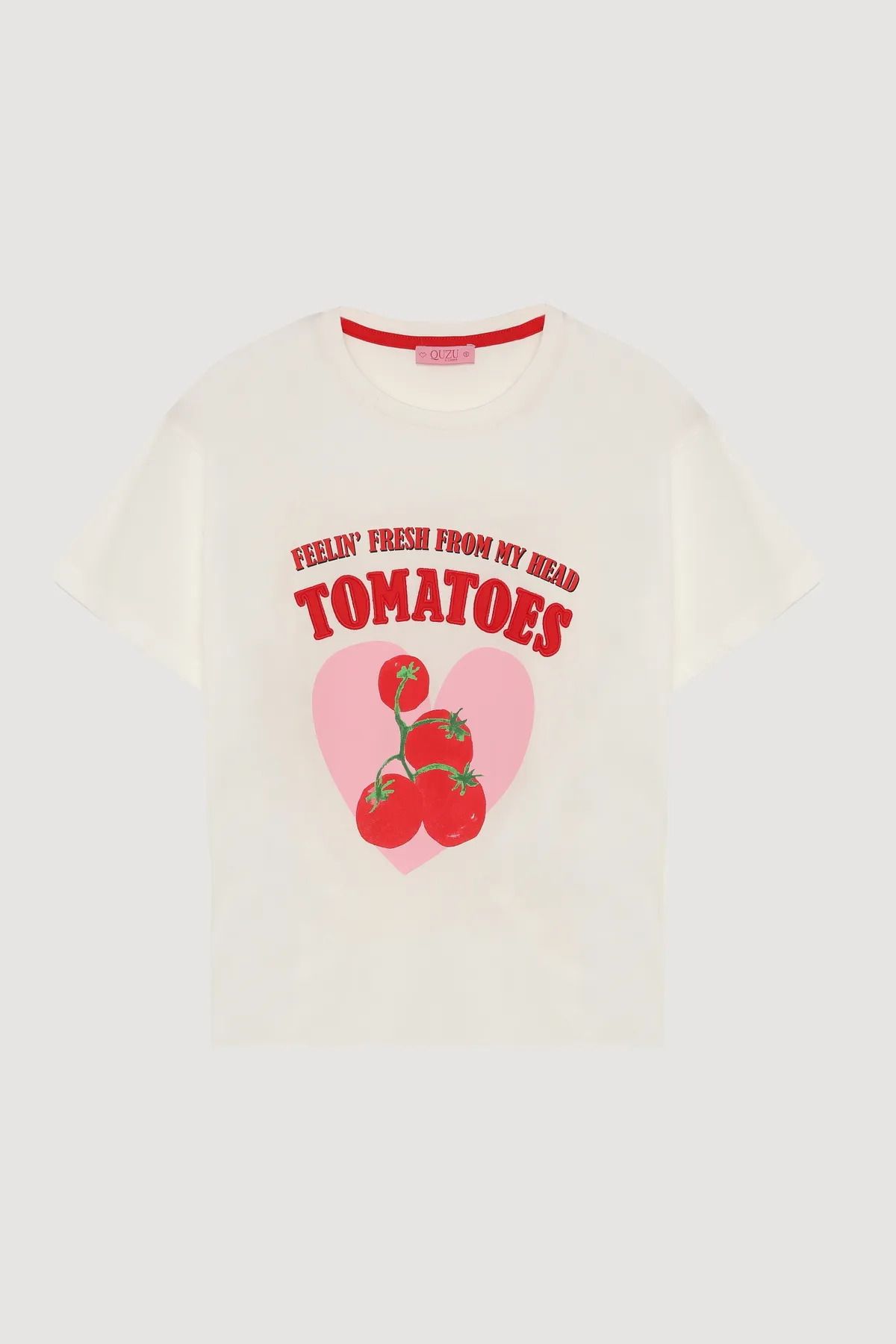 bysedaortac Kadın kısa kollu domates baskılı t-shirt