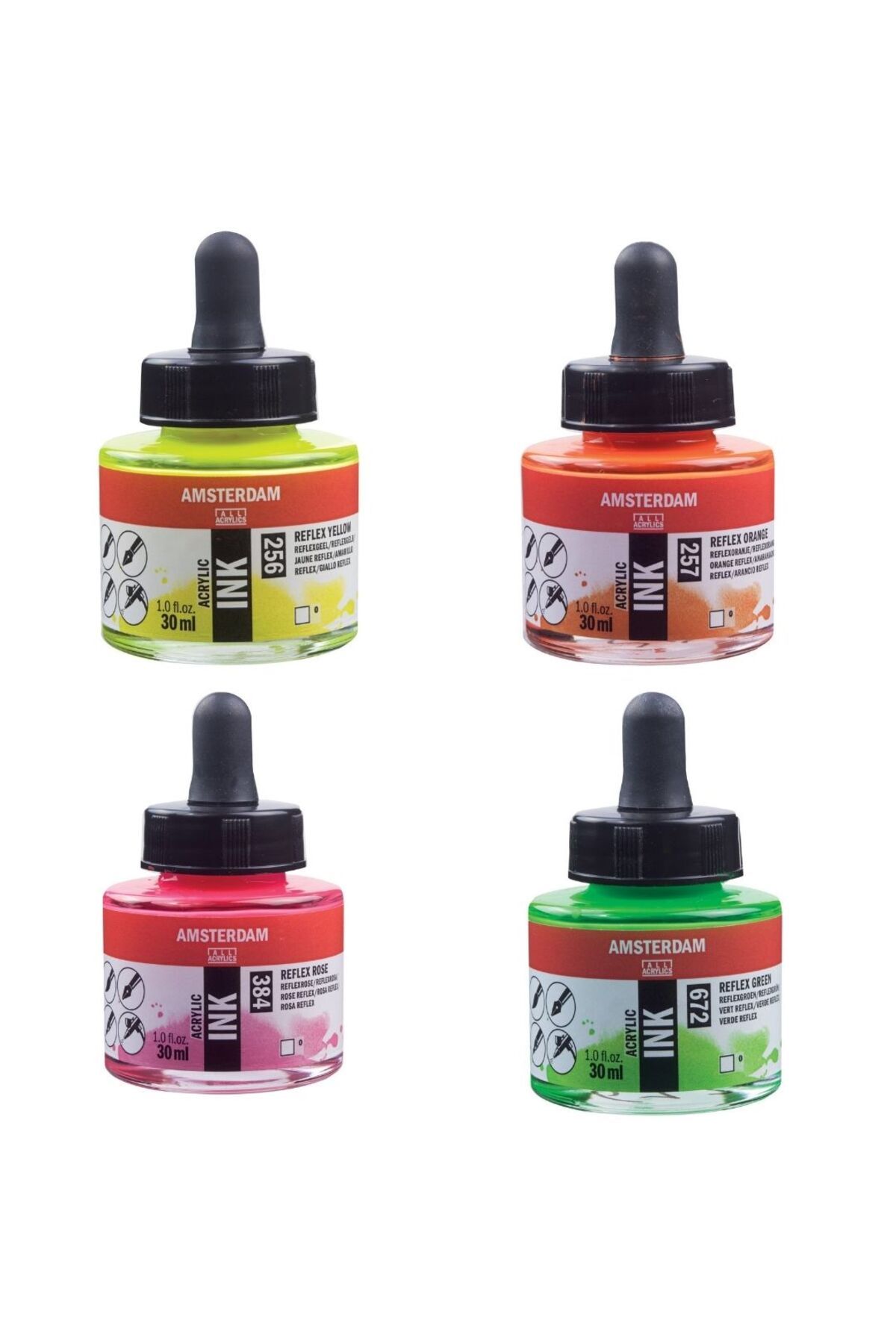 Amsterdam Akrilik Boya Sıvı Akrilik 30 ml Neon Renkler Seti 4'lü