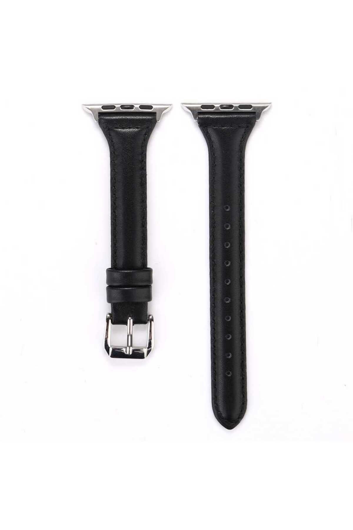 YTSGLOBAL Watch Ultra 49mm Kordon Uyumlu KRD-28 Deri Strap Kayış YTSG- Siyah