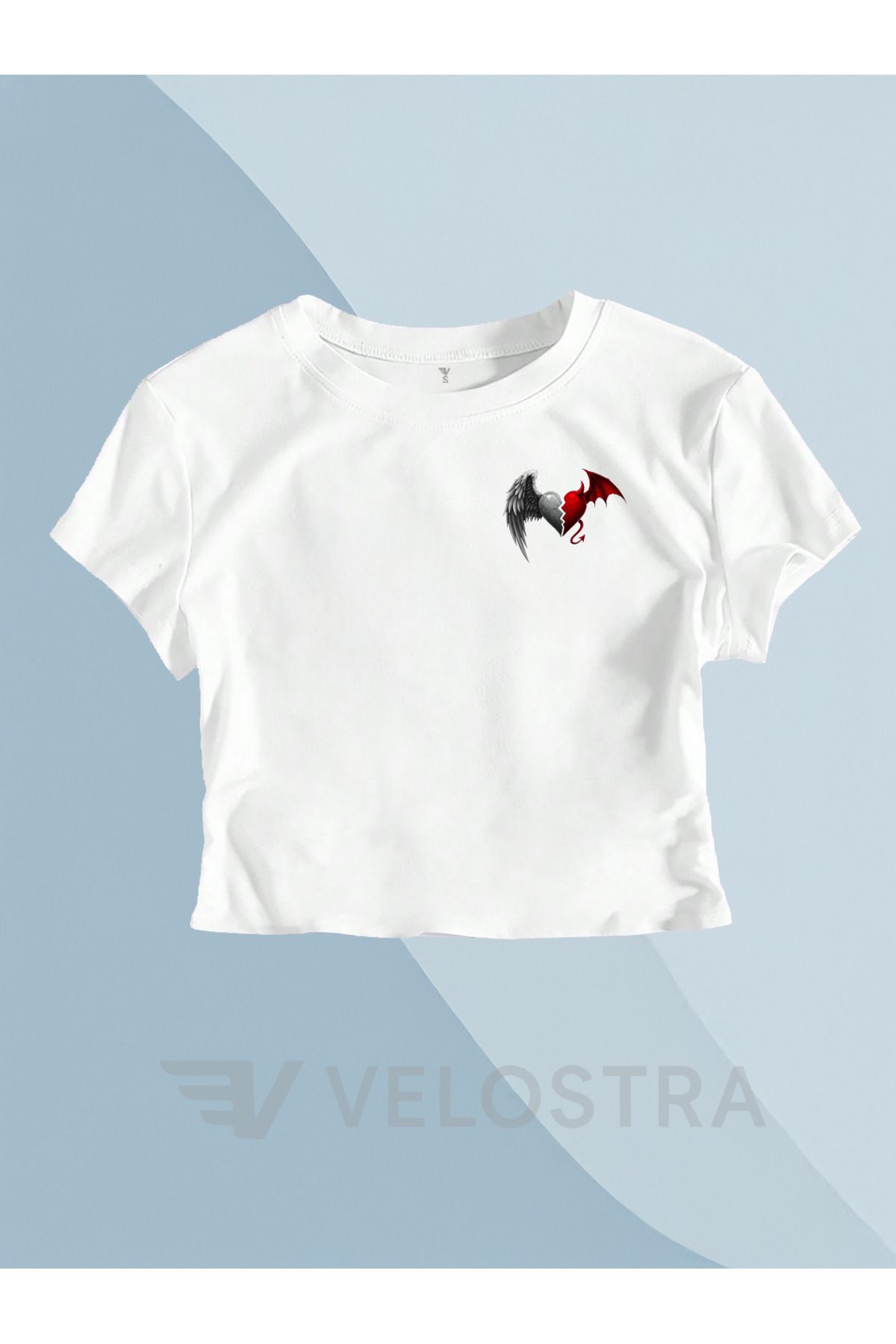 Velostra Kadın Kalp Baskılı Tee Crop