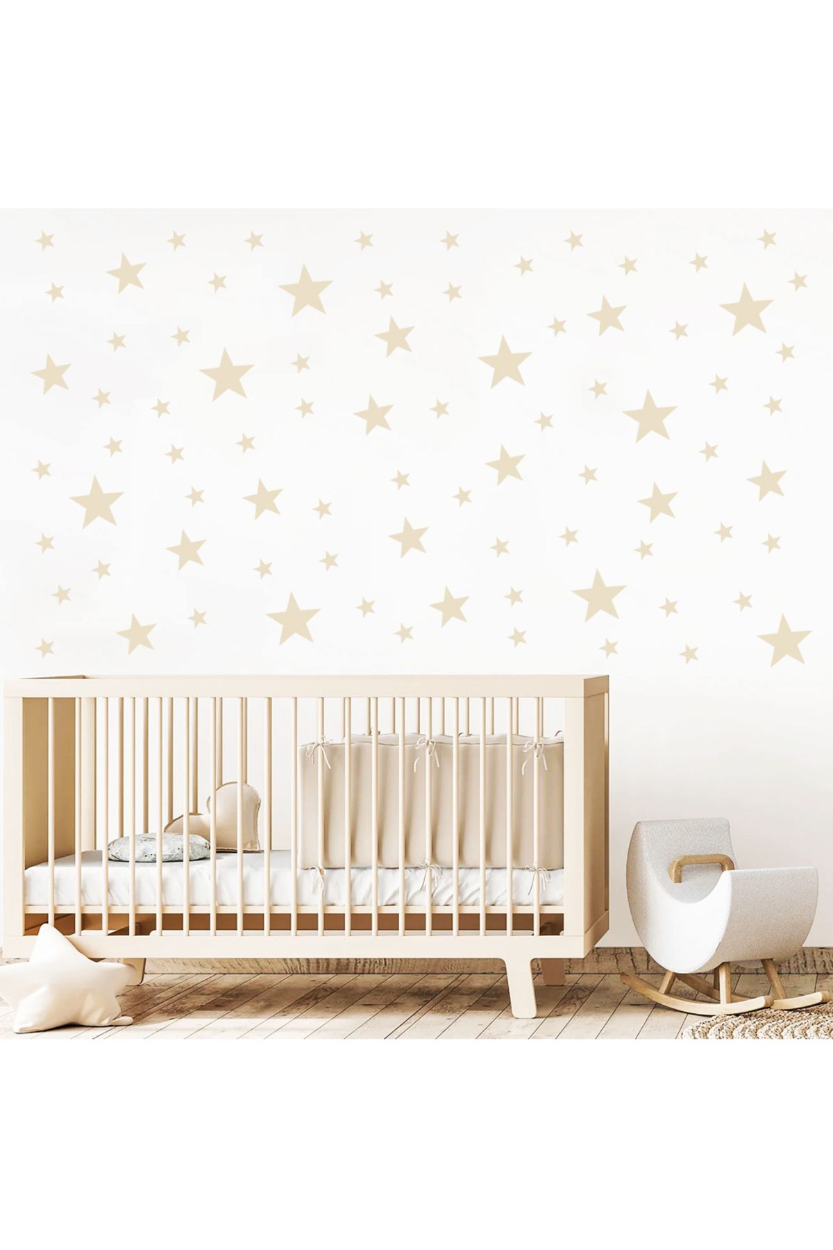 BugyBagy Bej Renginde Yıldız Duvar Sticker 2,5-5-7,5-10cm Karışık Ebatlarda - 155 adet