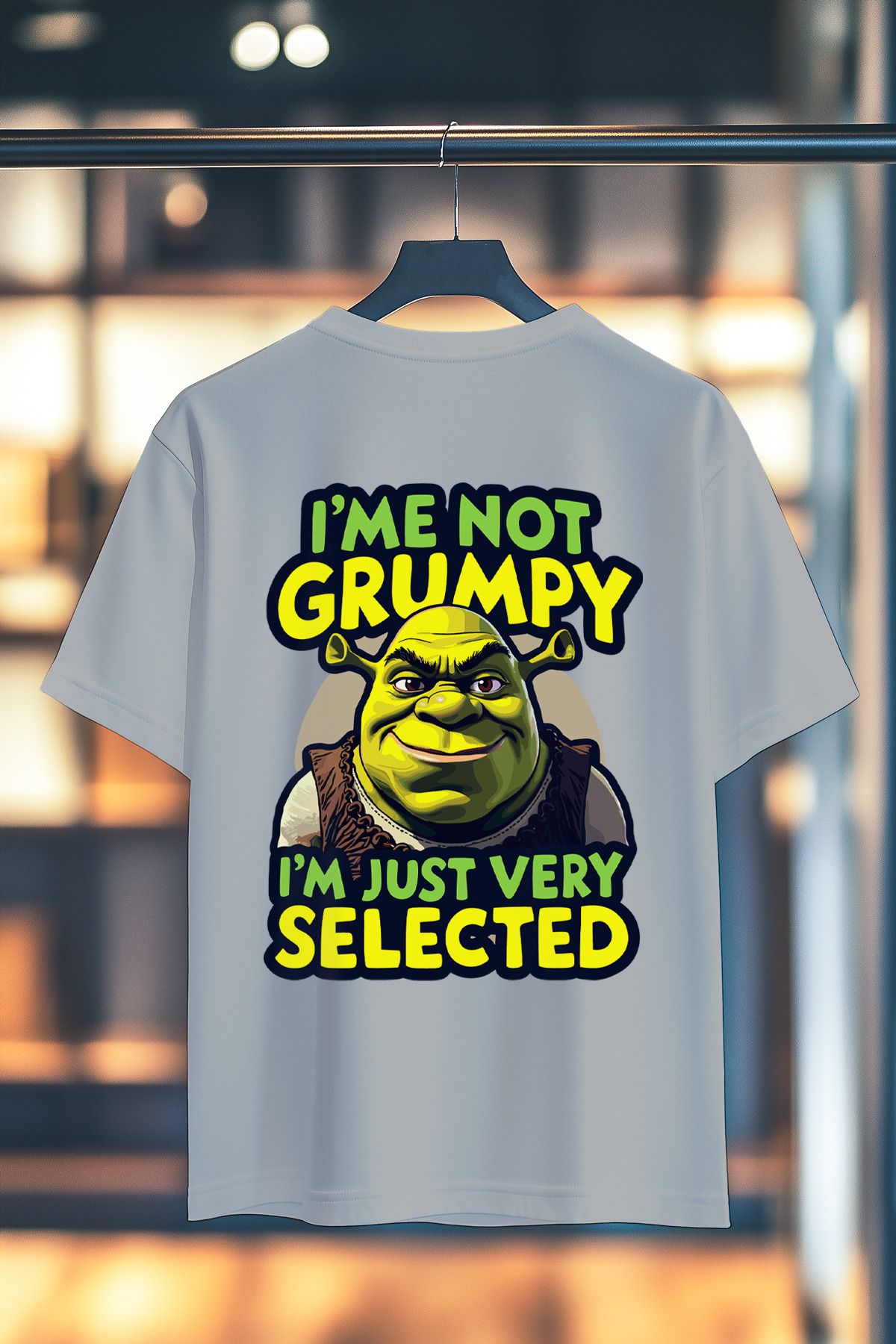 BookOrBook Shrek Im not Grumpy %100 Pamuk Premium Kalite Sırt Baskılı T-Shirt