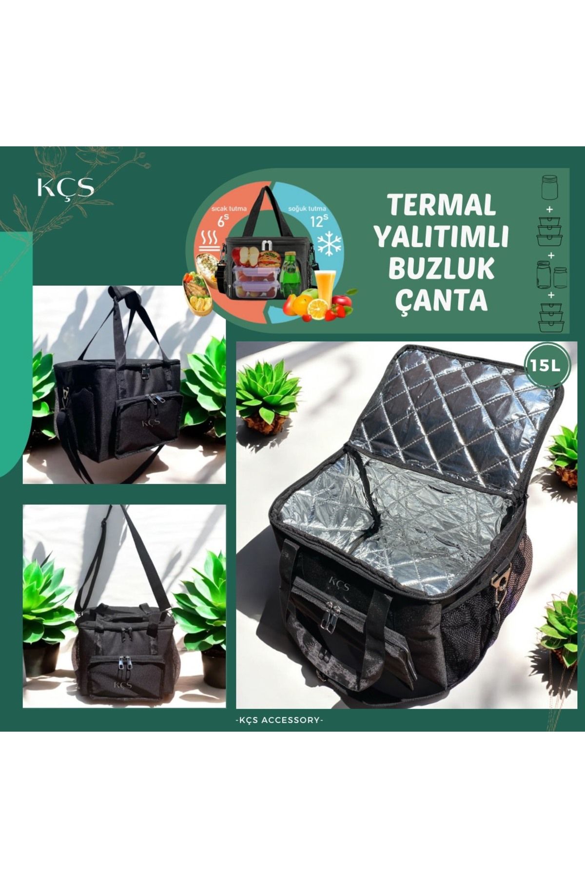 KCS Termal Buzluk Çanta - Soğuk Sıcak Tutucu Yalıtımlı Beslenme Çantası -soğutucu Buzluk Yemek Çantası