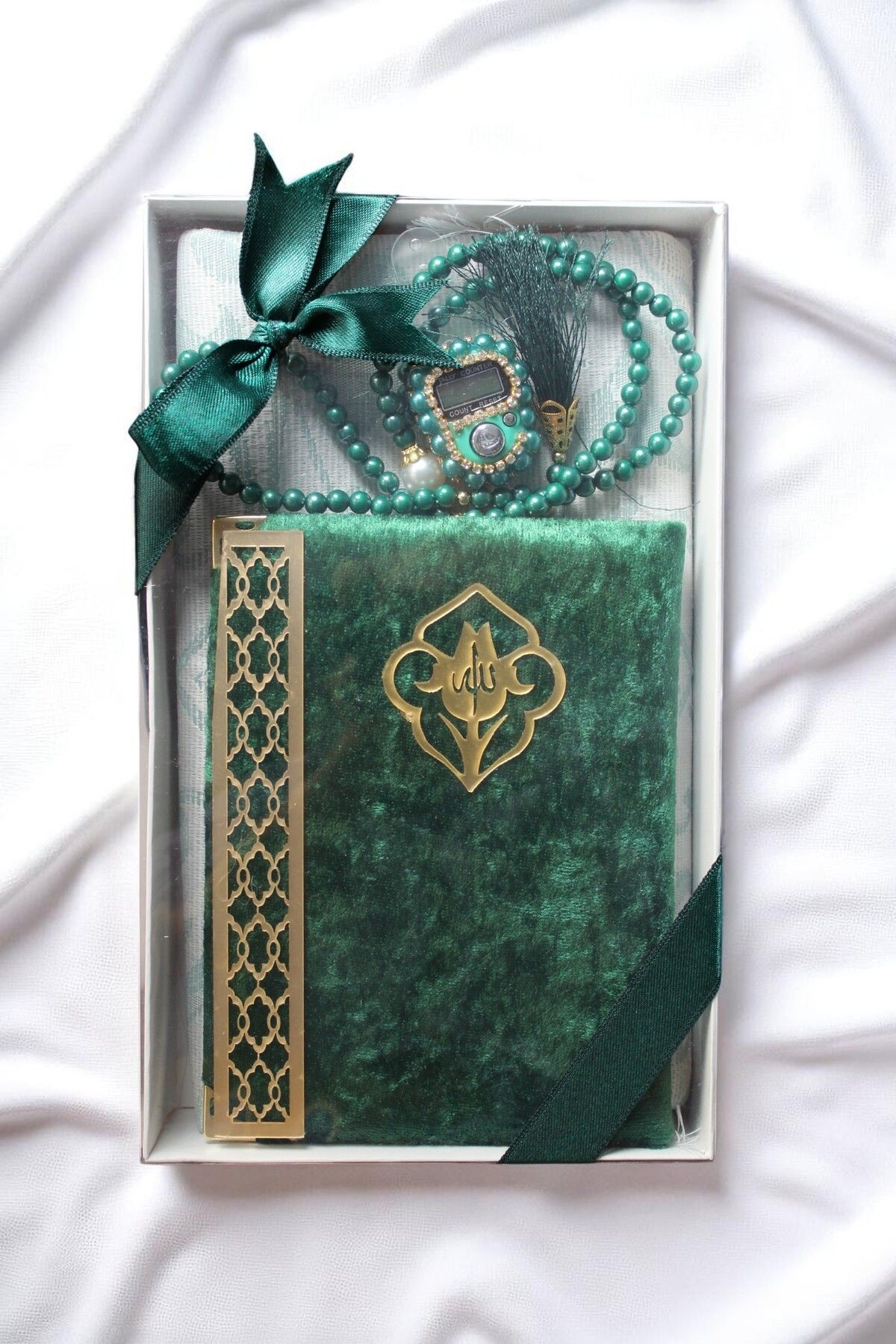 SALVUS Lüks Kadife Yasinli, Tesbihli, Seccadeli Set - Mevlit, Söz, Nişan, Hac, Umre Hediyelik