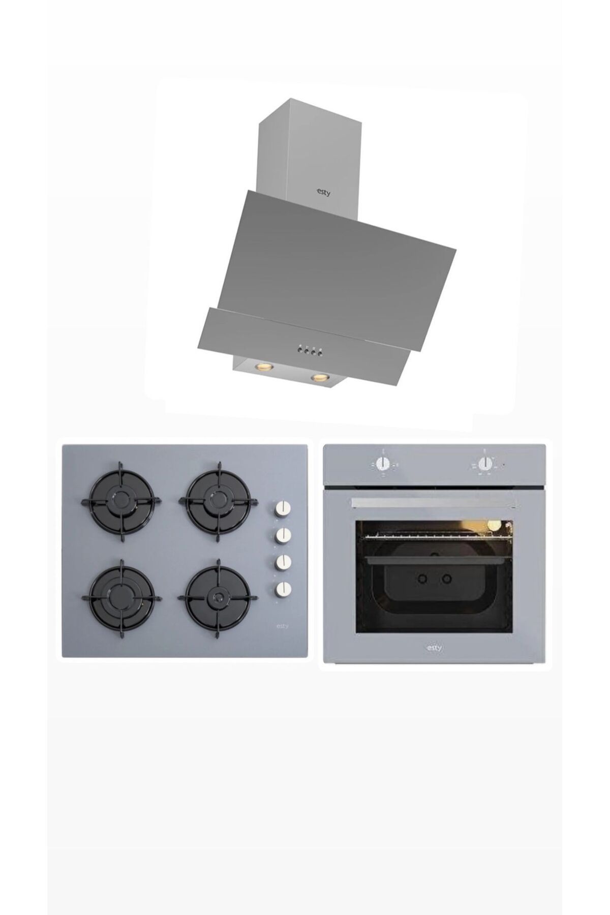 Esty Gri Cam Ankastre Set (3480 Gri Resetli - ACO5335S01 - AEF6601S04 )