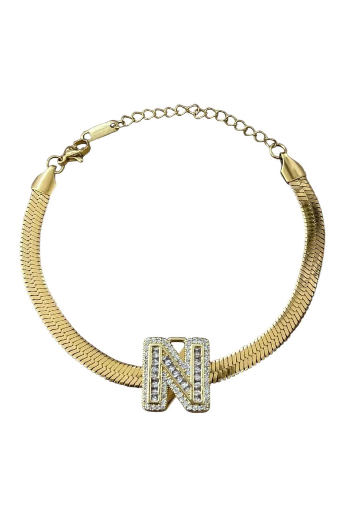Butik Çelik Gold N Harf Bileklik – Şık ve Zarif Tasarım