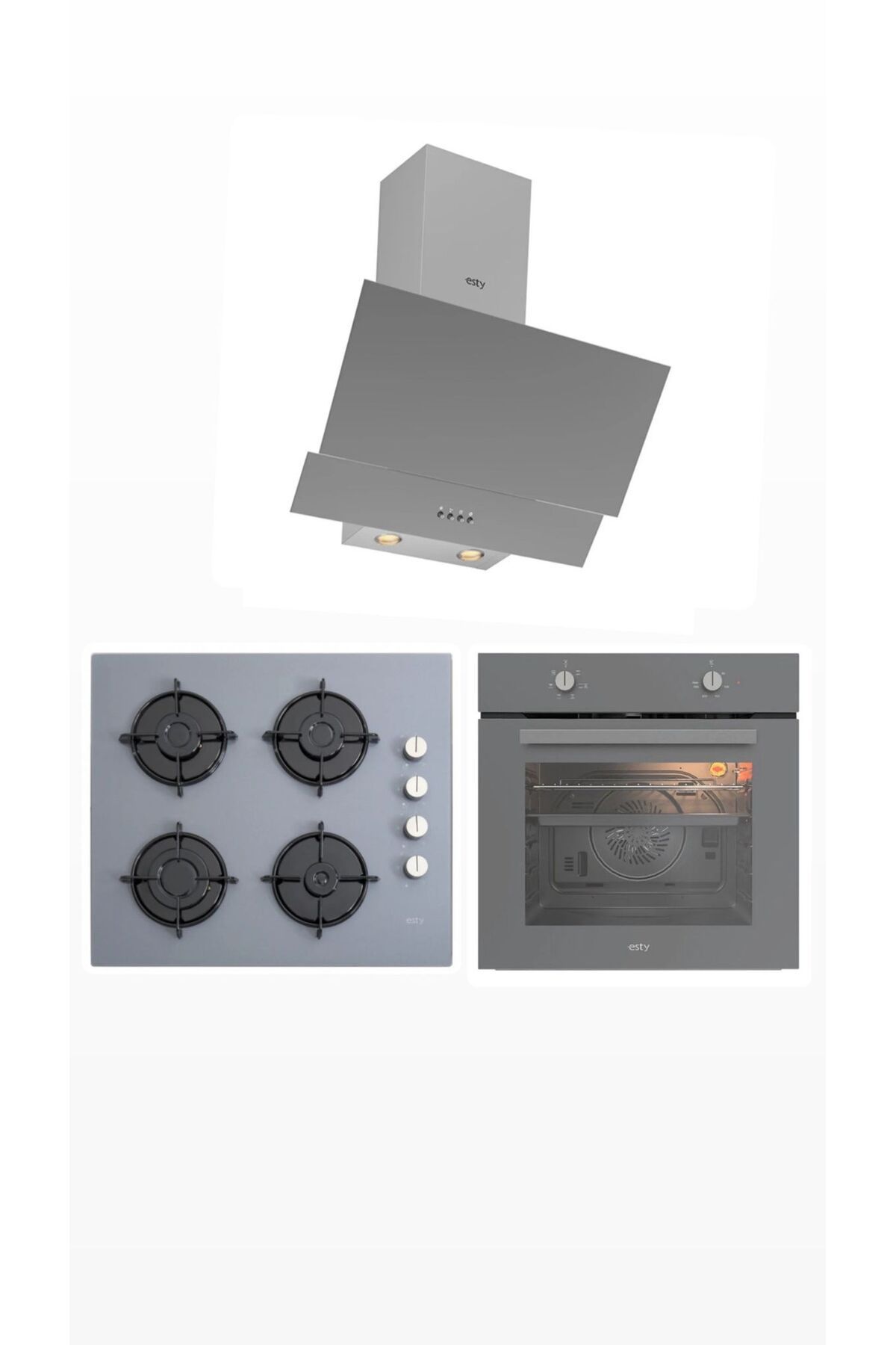 Esty Gri Cam Ankastre Set (3480 Gri Resetli - ACO5335S01 - AEF6601S01 )