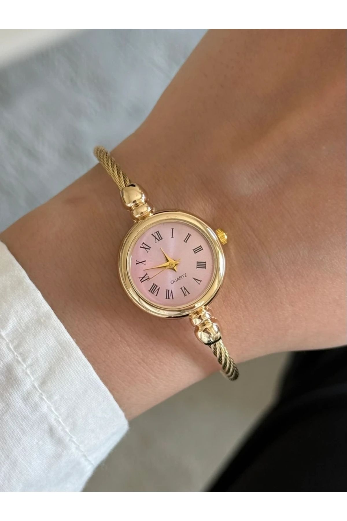 RoseandRoses Sovia Bileklik Kordon Zarif Tasarım Kadın Kol Saati Gold (Pembe Kadran)