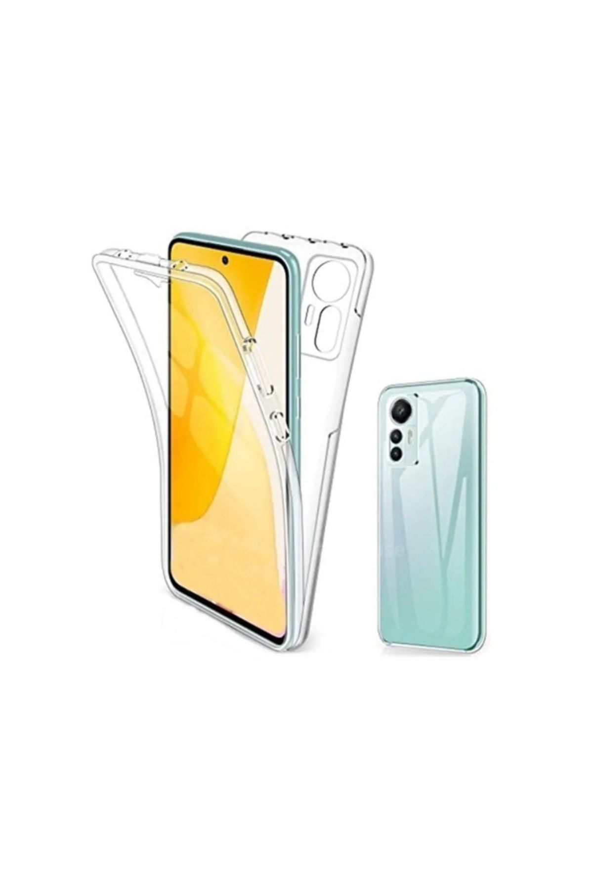 KılıfShop Xiaomi 12 Lite uyumlu Kılıf Ön Arka 360 Koruma Arka Sert Mika Ön Silikon Şeffaf