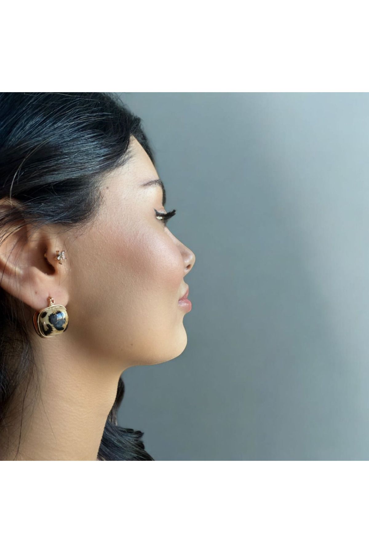 Fundéa Jewelry Seyla Dokunuşu Halka Küpe Leopar desenli