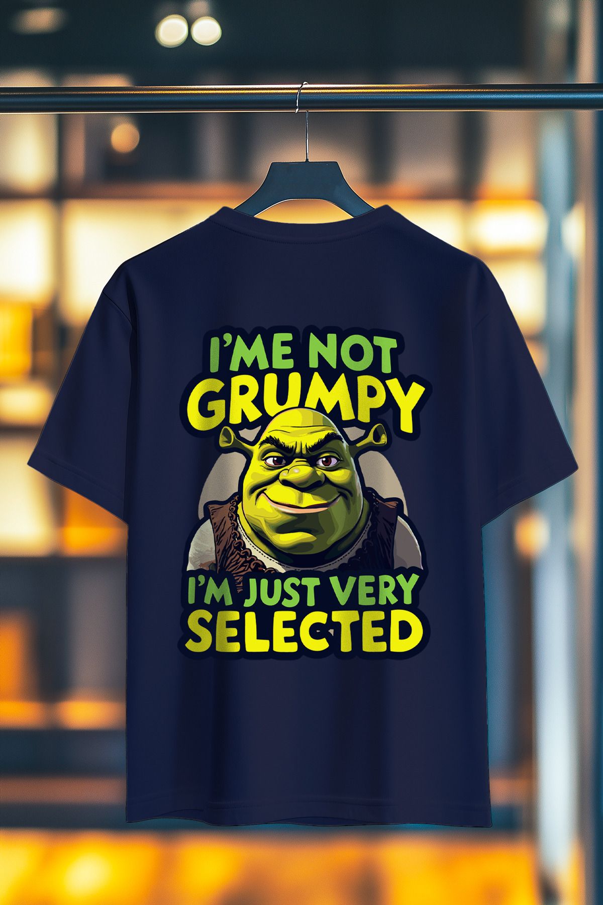 BookOrBook Shrek Im not Grumpy %100 Pamuk Premium Kalite Sırt Baskılı T-Shirt
