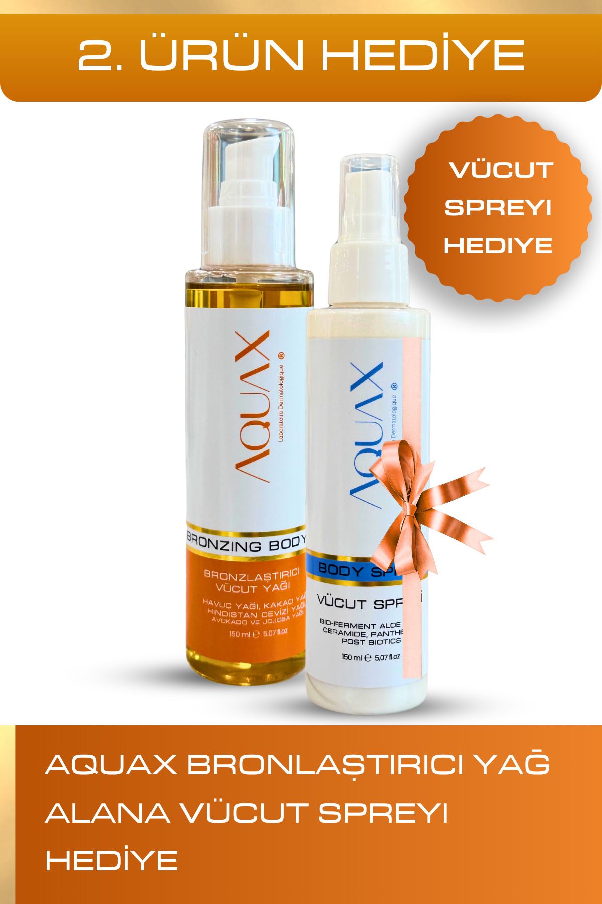 AquaX Işıltılı Bronzluk Seti - Vücut Spreyi HEDİYE!
