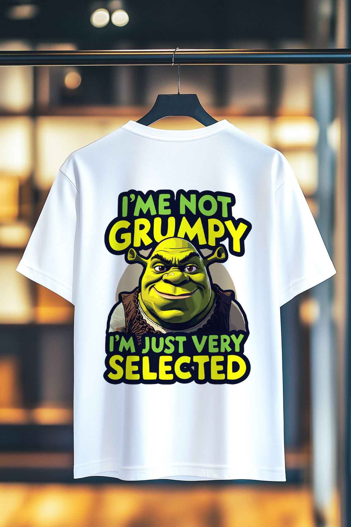 BookOrBook Shrek Im not Grumpy %100 Pamuk Premium Kalite Sırt Baskılı T-Shirt