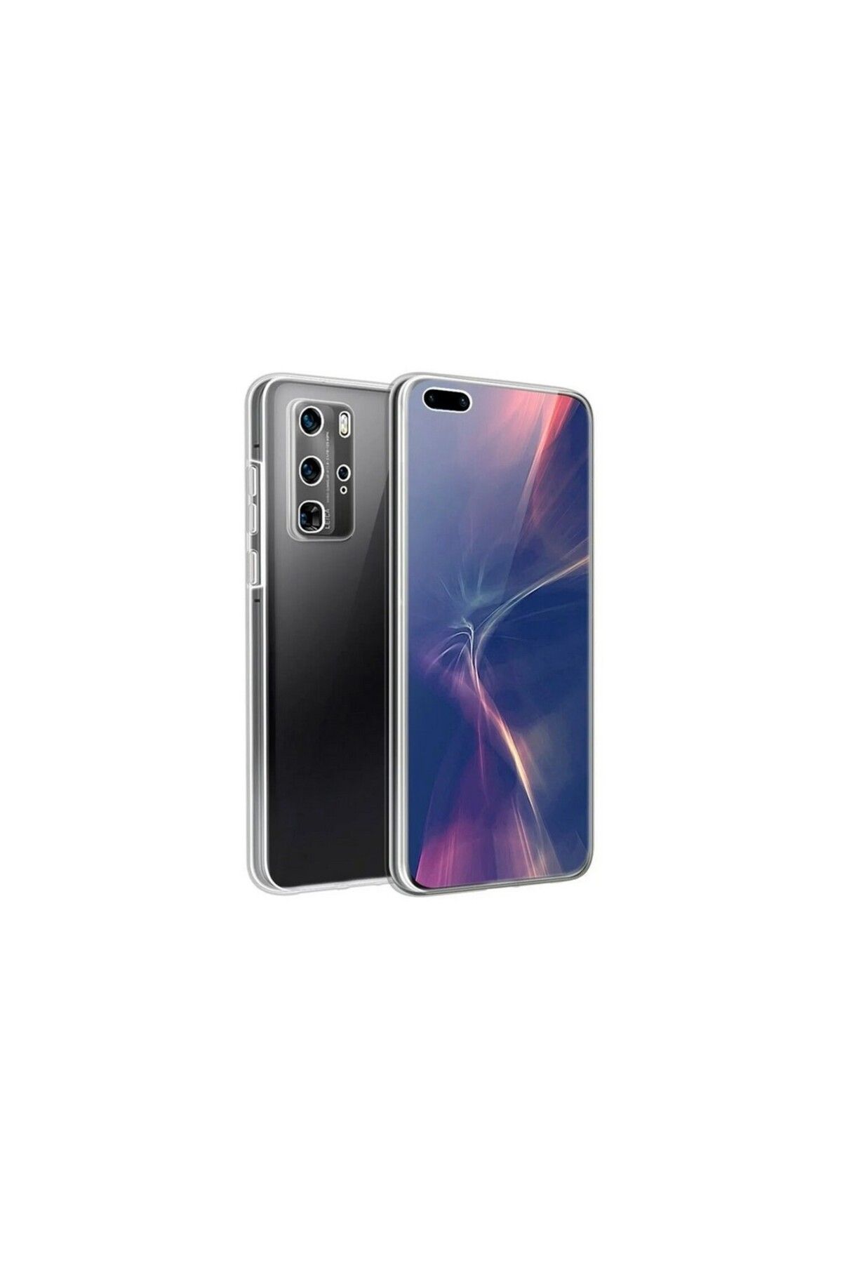 KılıfShop Huawei P40 Pro uyumlu Kılıf Ön Arka 360 Koruma Arka Sert Mika Ön Silikon Şeffaf