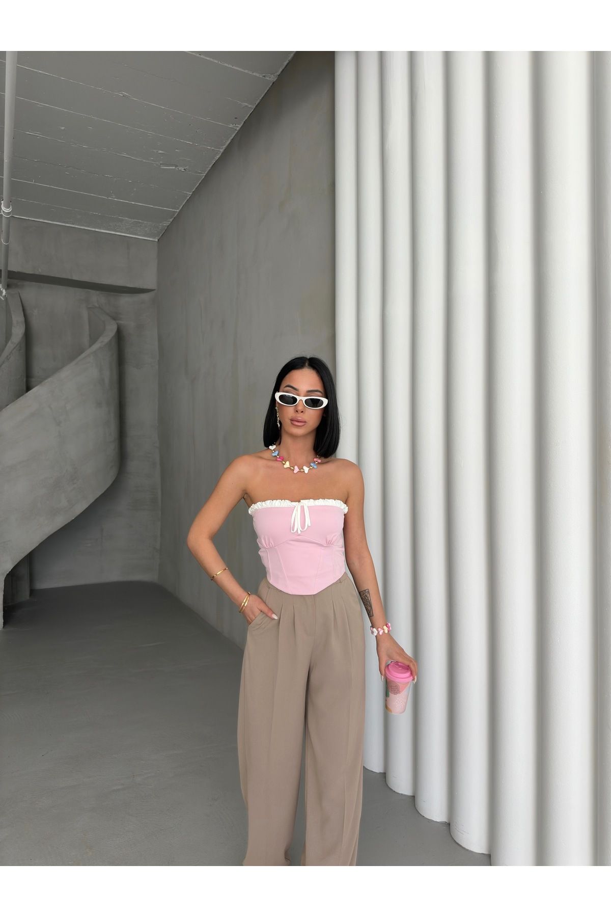 badibadii Vintage Bağcık ve Korse Detay Crop