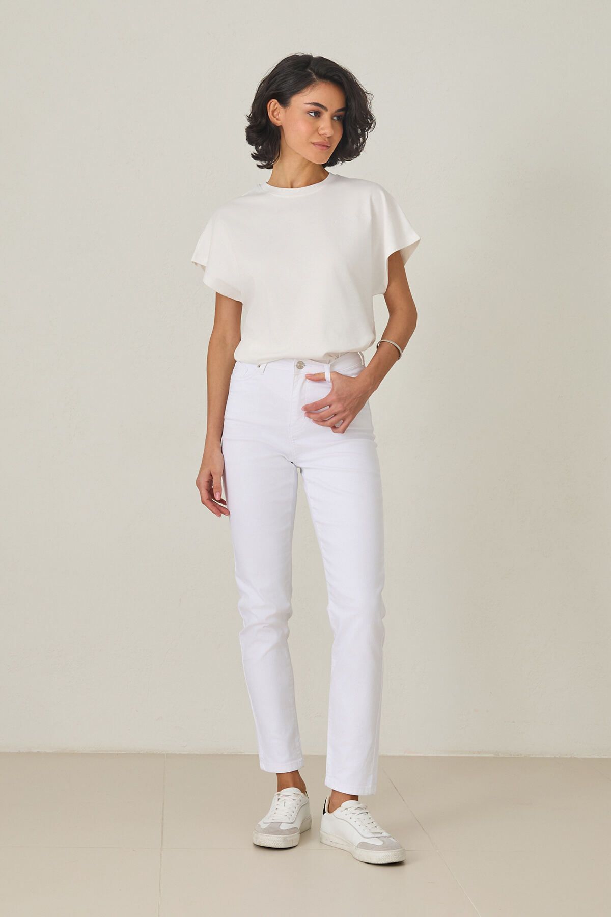 Amia&Co. Beyaz Normal Bel Slim Casual Jean