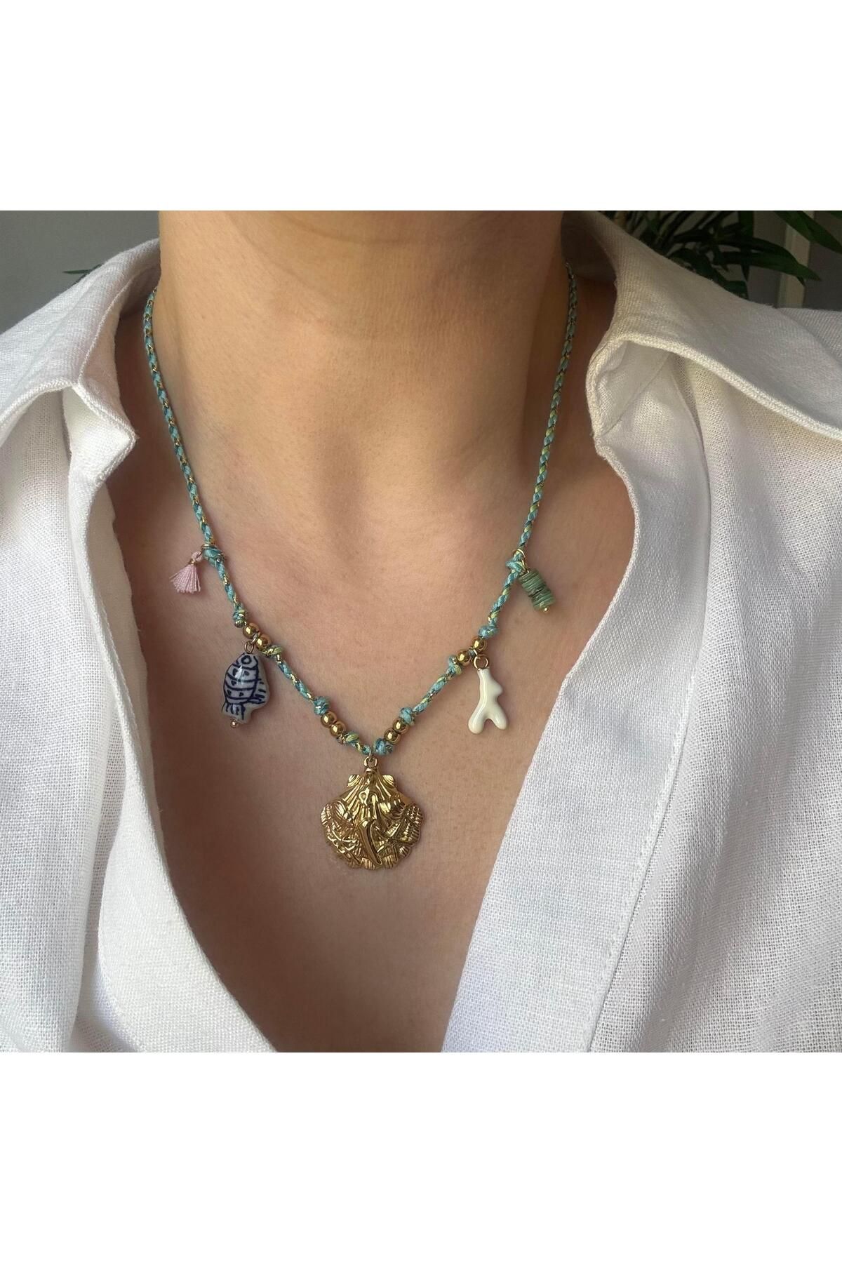 Venus Design Çelik Renkli İp Charm Kolye