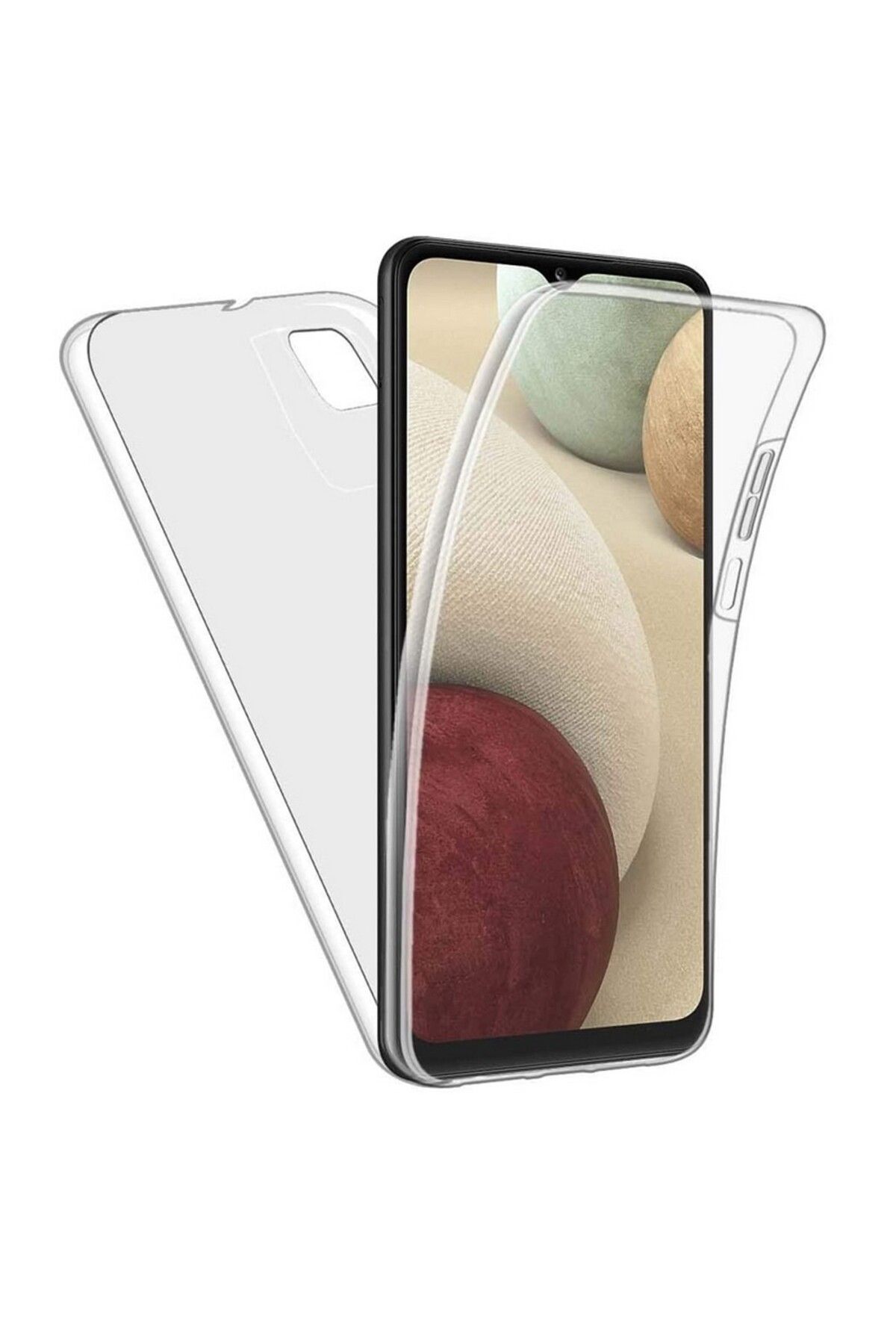 Apsuwa Samsung Galaxy A12 uyumlu Kılıf Ön Arka 360 Koruma Arka Sert Mika Ön Silikon Şeffaf