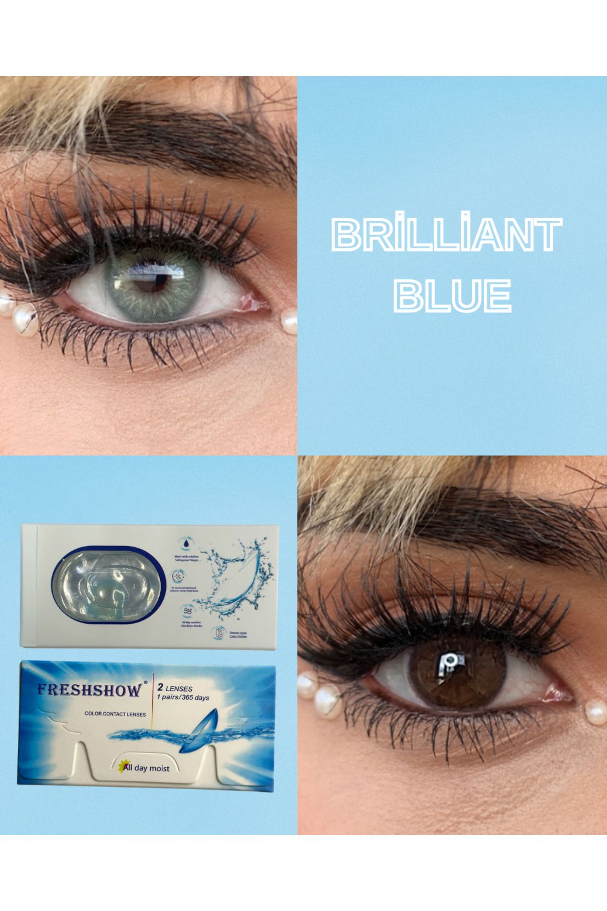 RABIR Brilliant Blue Yıllık Kirpik Lens Solüsyonu ve Lens Kabı