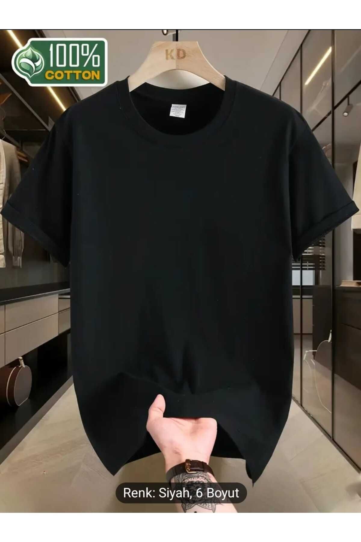 UYN SPORT Unisex Pamuk Bisiklet Yaka Siyah Tişört