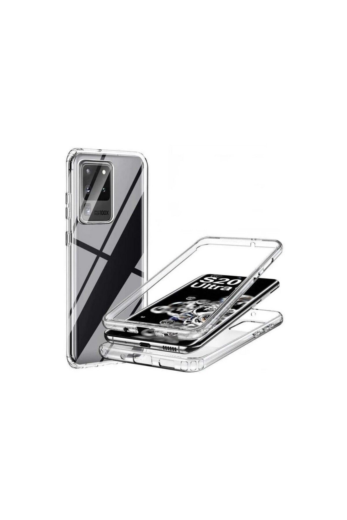 KılıfShop Samsung Galaxy S20 Fe uyumlu Kılıf Ön Arka 360 Koruma Arka Sert Mika Ön Silikon Şeffaf