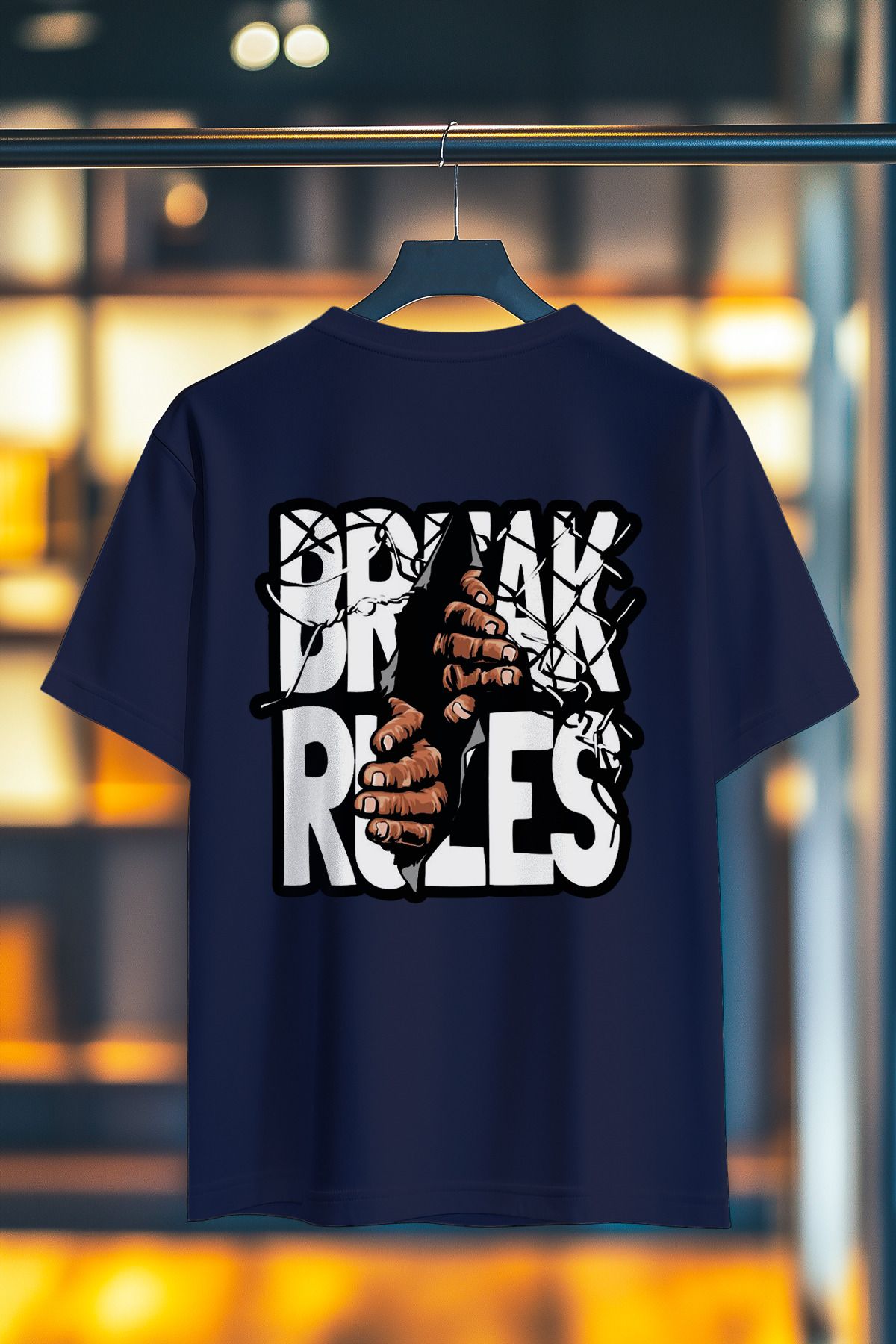 BookOrBook Break Rules %100 Pamuk Premium Kalite Sırt Baskılı T-Shirt