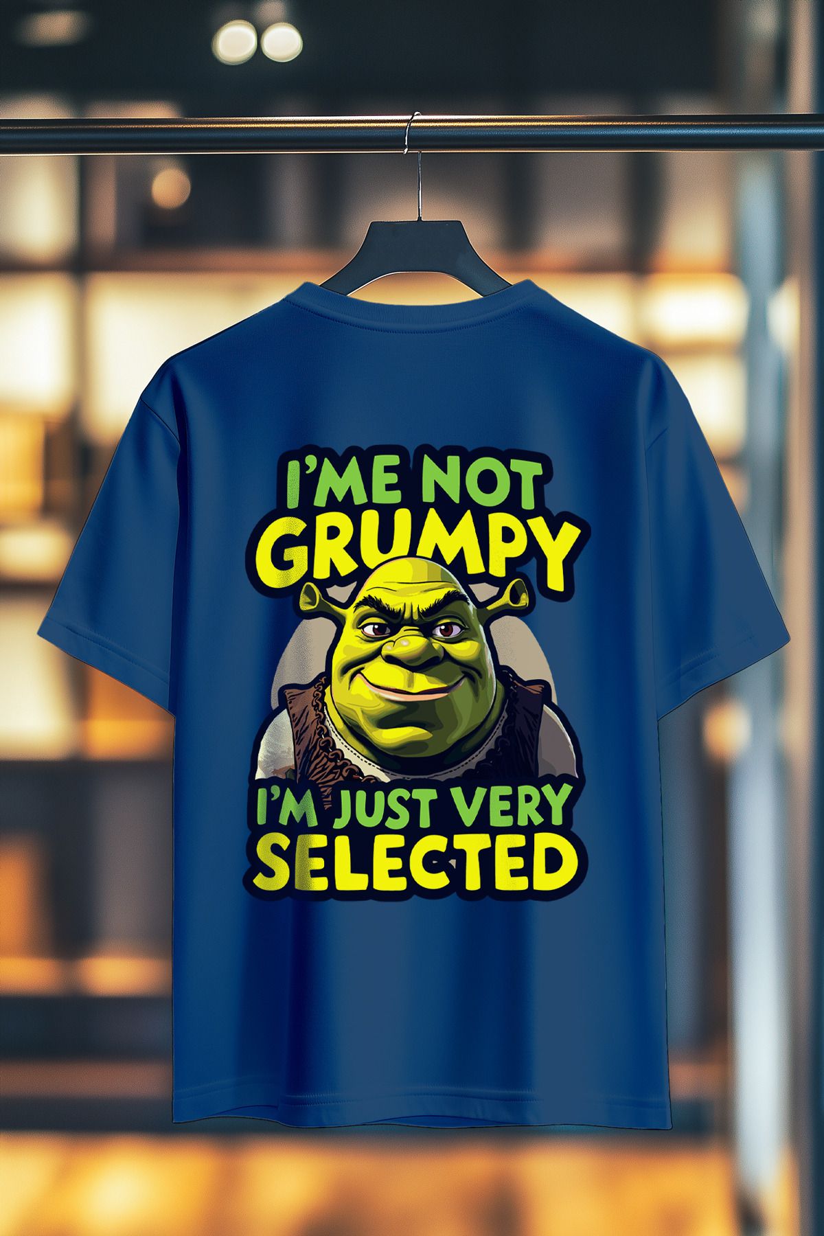 BookOrBook Shrek Im not Grumpy %100 Pamuk Premium Kalite Sırt Baskılı T-Shirt