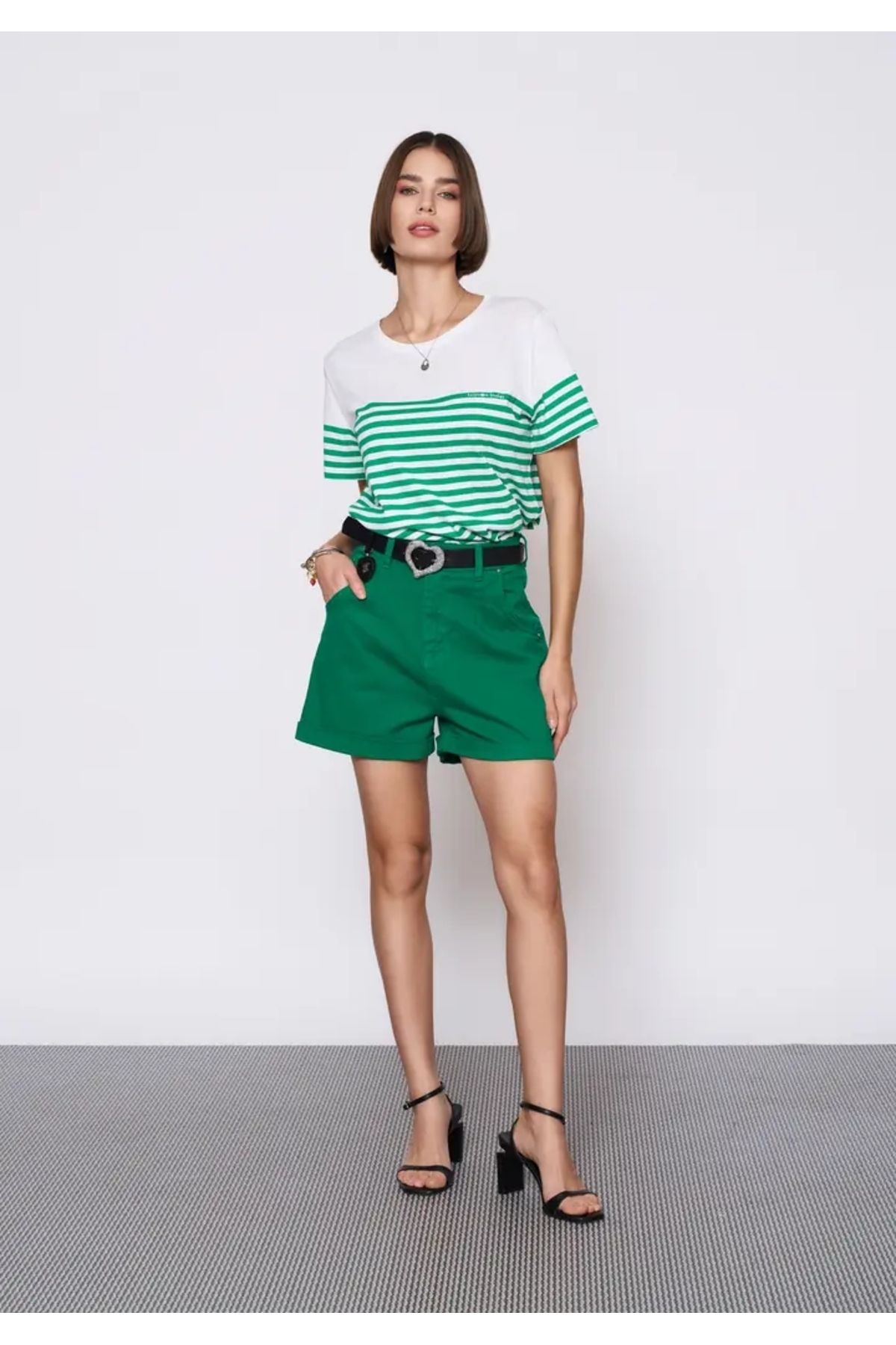 EUROFASHION Yeşil Denim Şort