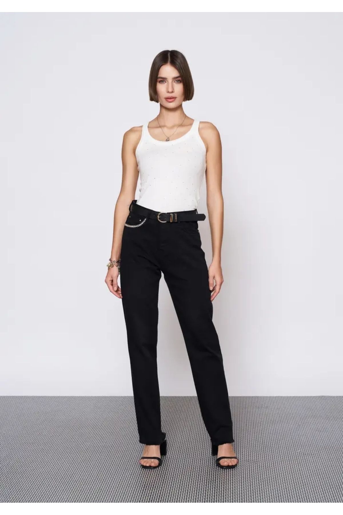 EUROFASHION Siyah Scarlet Denim Pantolon