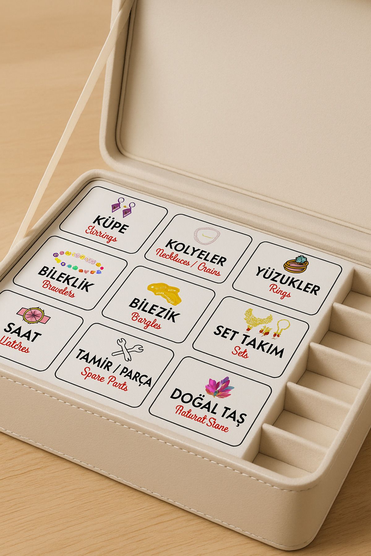 cakaybu Takı kutusu düzenleyici Etiket ''Organizer'' Mücevher kutusu sticker