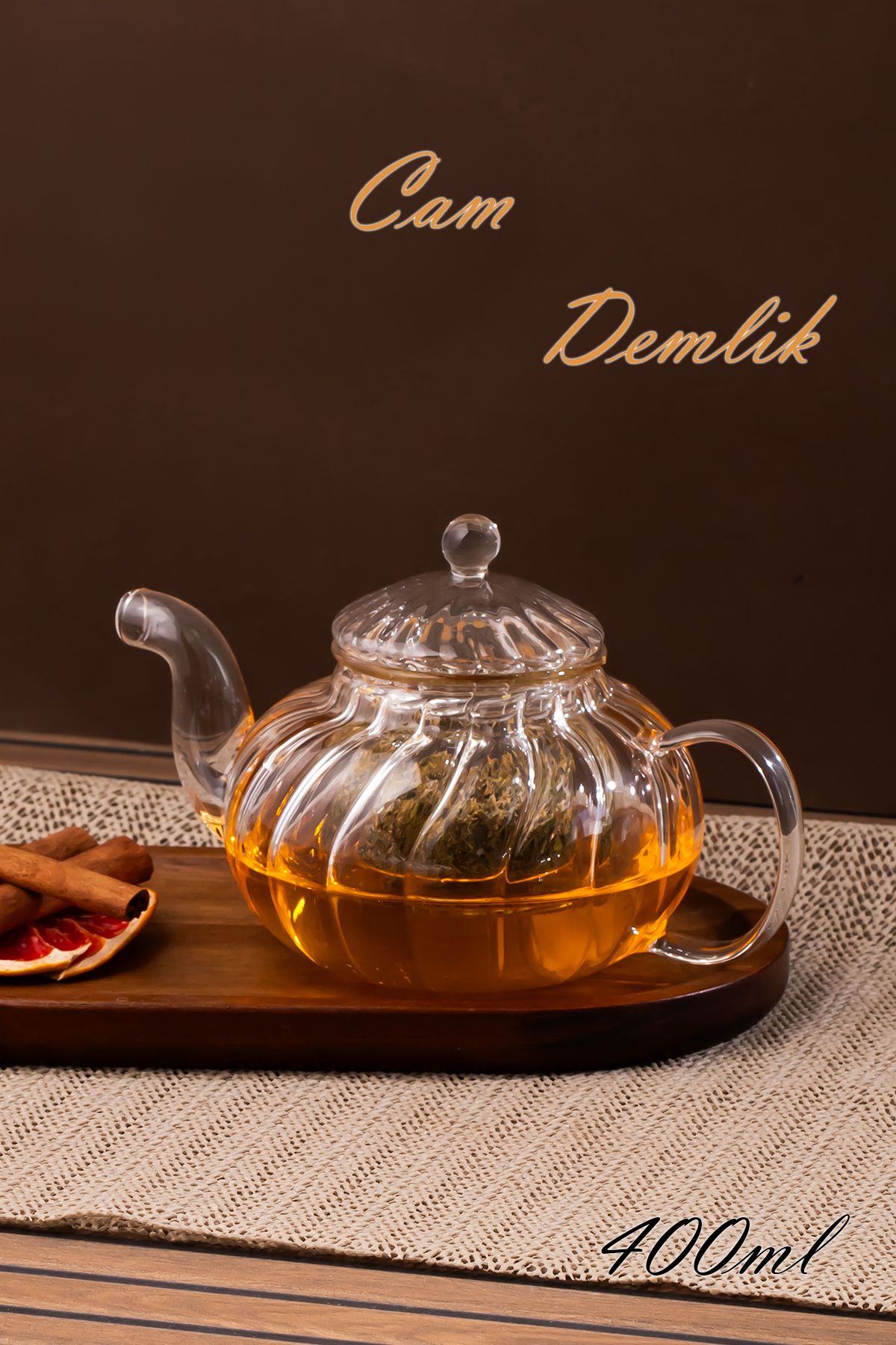 Porsima 1444 Borosilikat Cam Süzgeçli Demlik Bitki Çayı Demliği 400 ml
