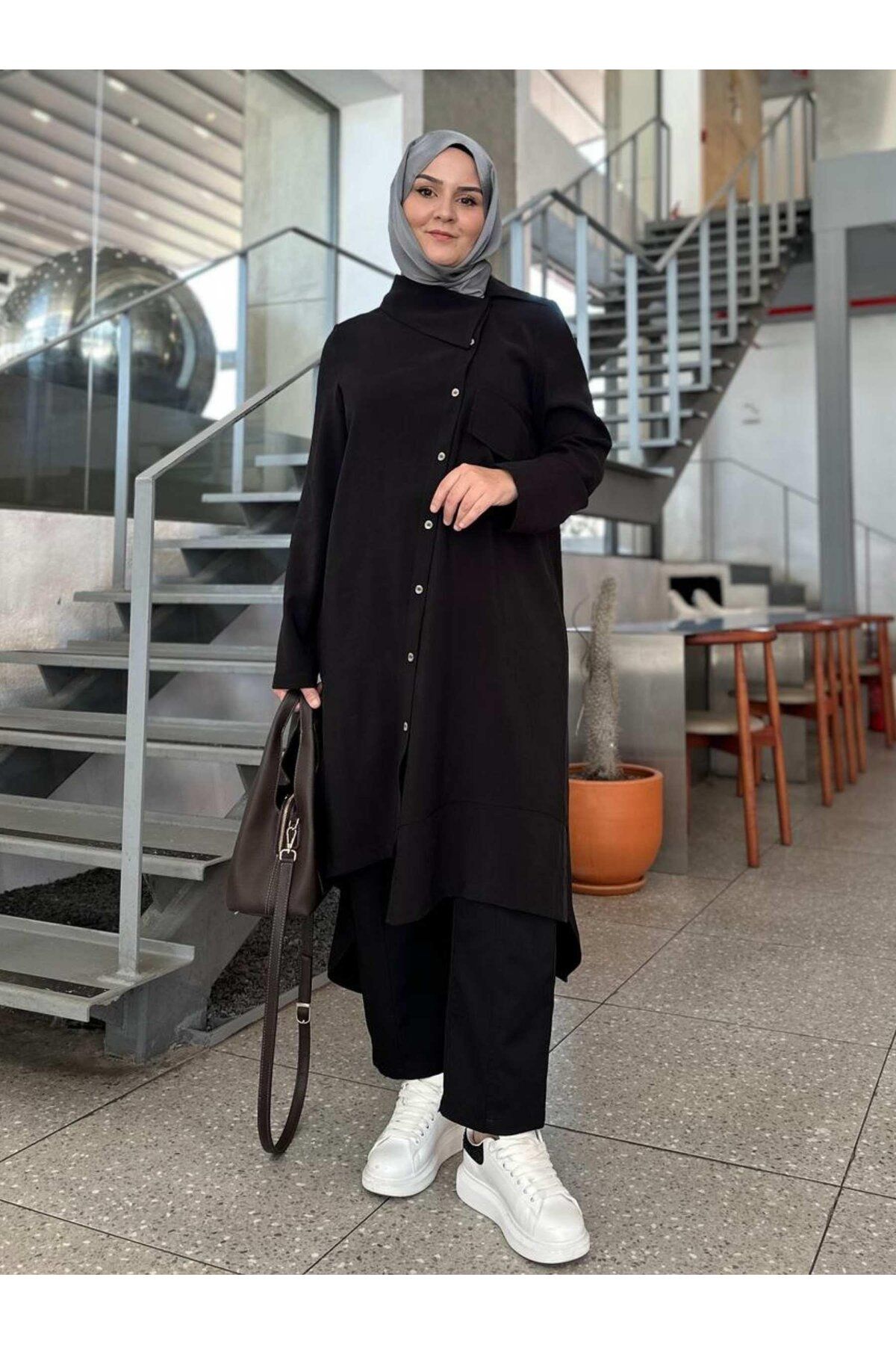 Berika YILDIRIM ASİMETRİK GÖMLEK SİYAH