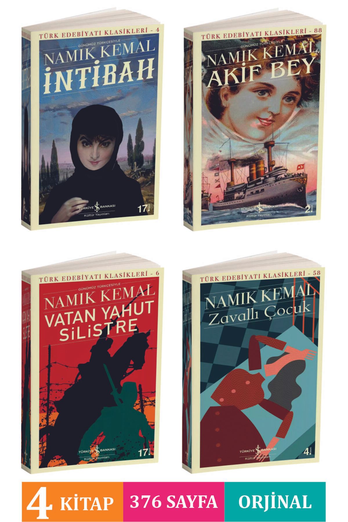 Buğday Kitap Namık Kemal İntibah-Akif Bey-Vatan Yahut Silistre-Zavallı Çocuk (4 Kitap Set)
